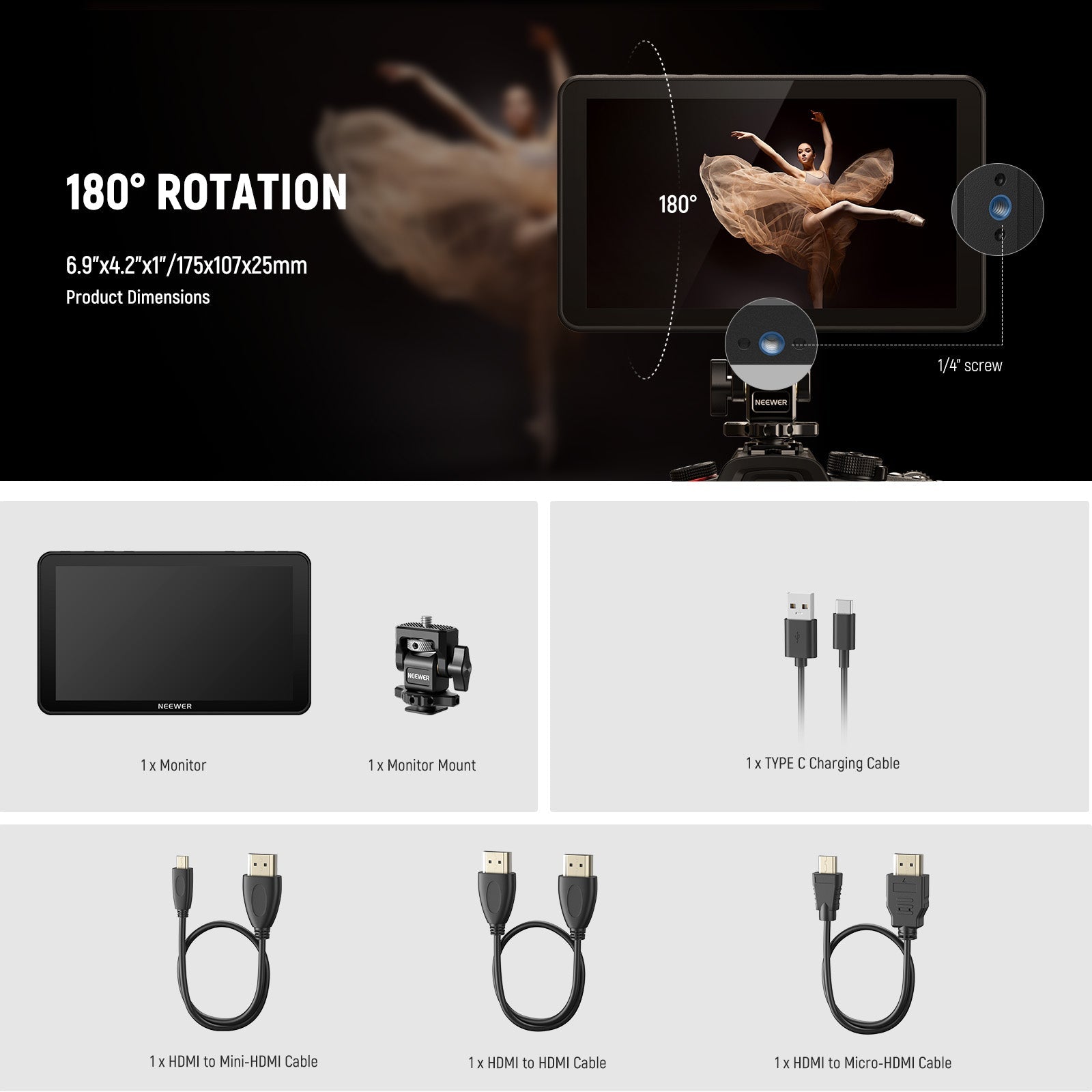 NEEWER F700 LED 7" Camera Touch Screen Monitor