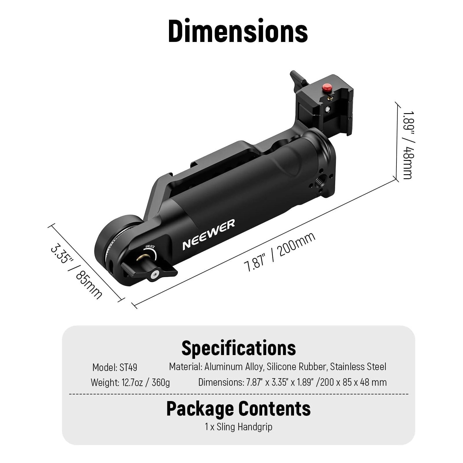 NEEWER ST49 Gimbal Sling Handgrip for DJI Ronin RS4 RS3 Mini RS 3 Pro RS 2 RSC 2