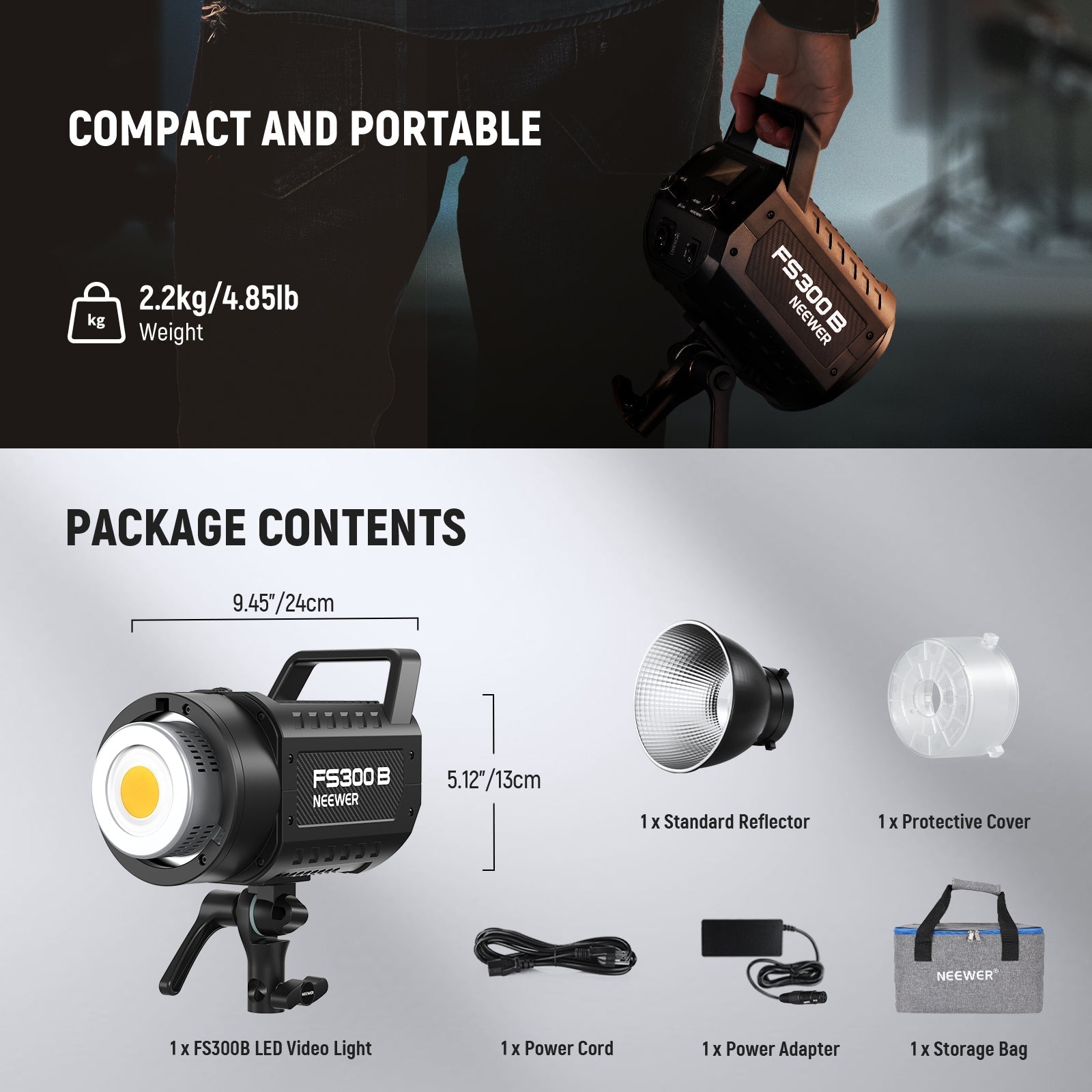 NEEWER FS300B 300W Bi-Color LED Video Light