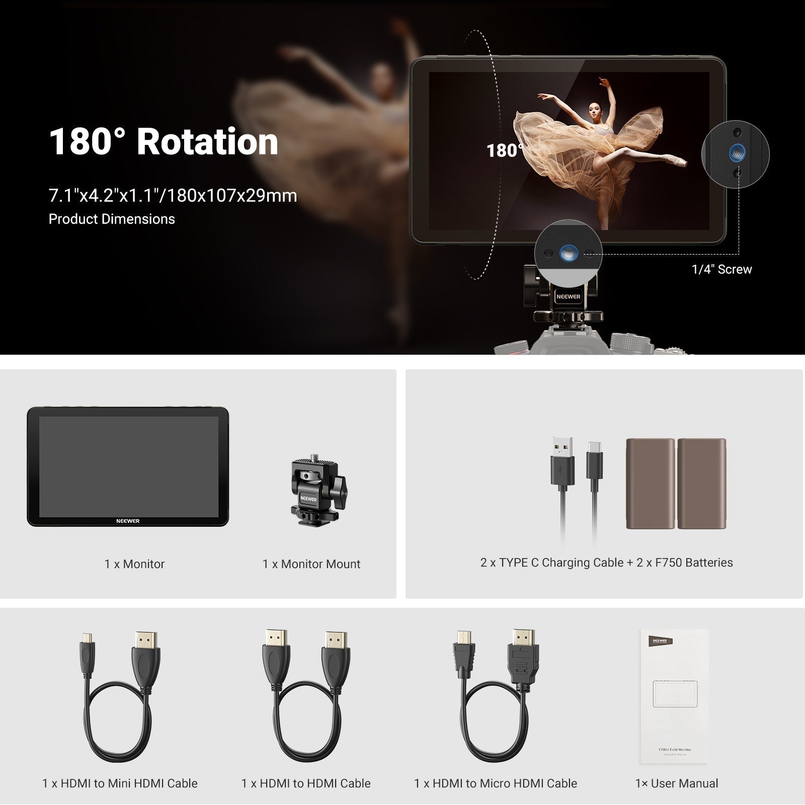 NEEWER F700U OLED 7" Camera Touch Screen Monitor