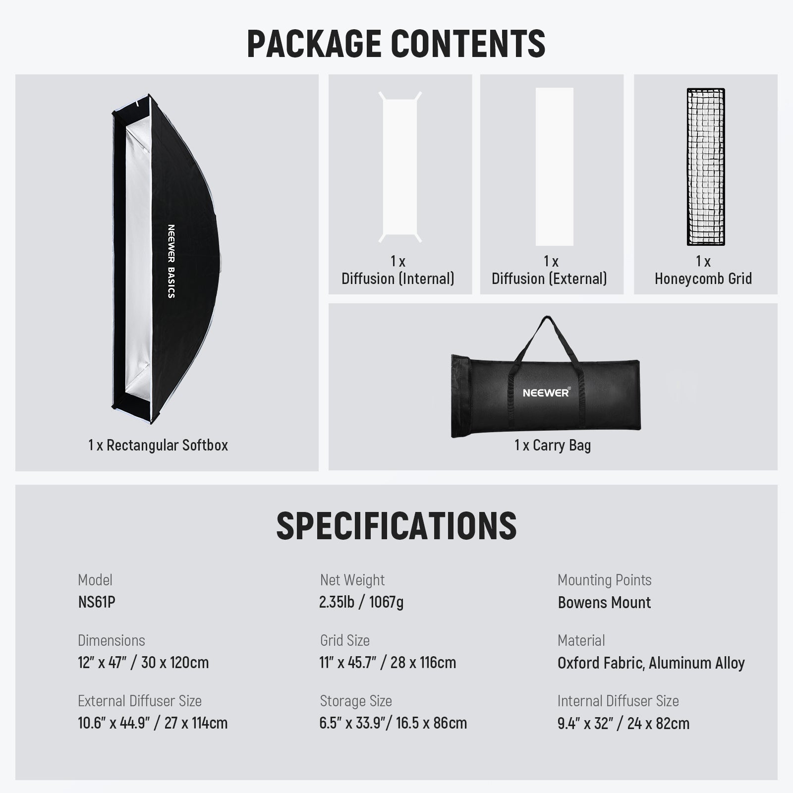 NEEWER BASICS NS60P/NS61P Strip Softbox