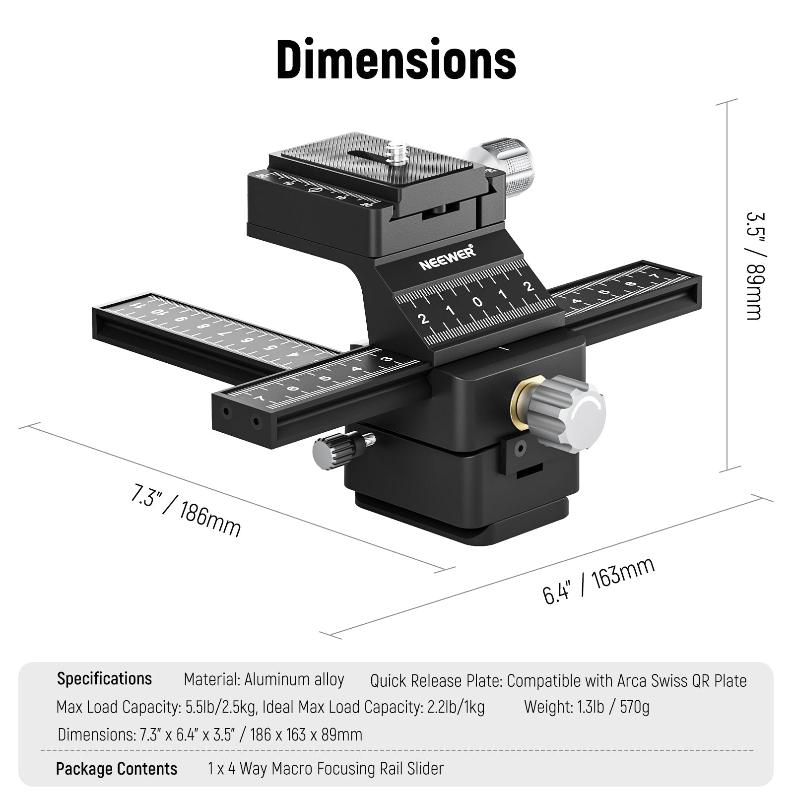 NEEWER GM-MP1 4-Way Macro Focusing Rail Slider