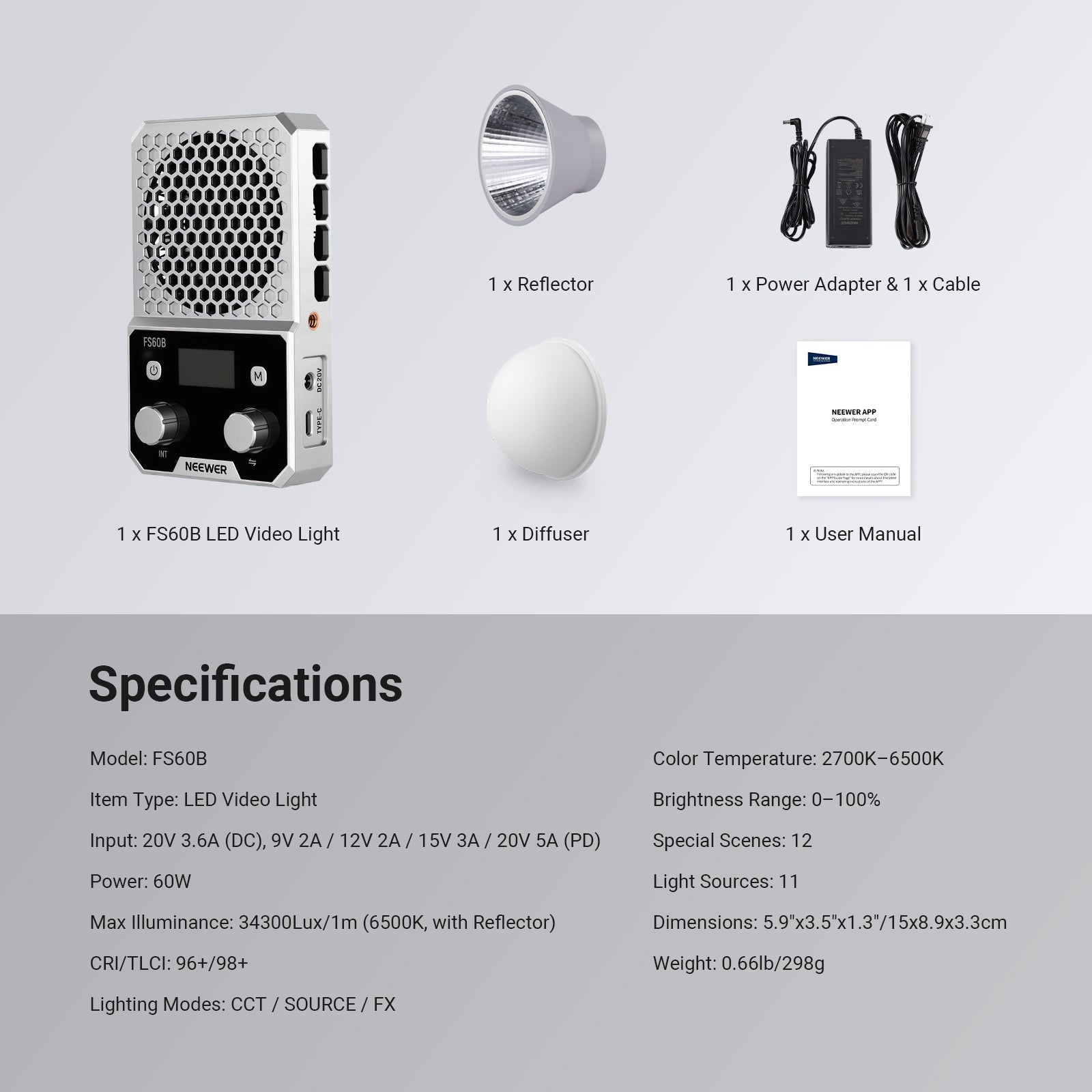 NEEWER FS60B 60W Compact Pocket Bi-Color LED Light