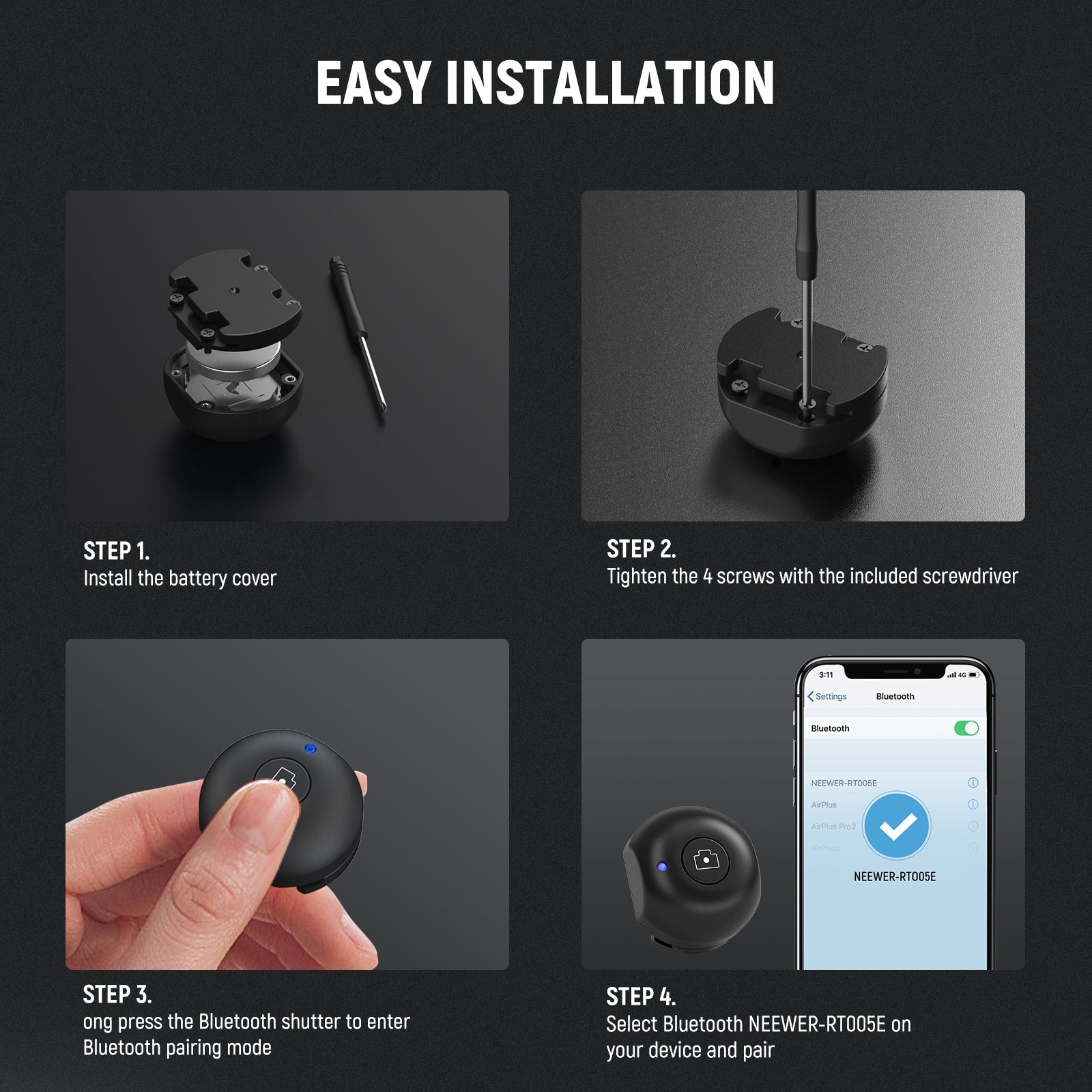 NEEWER RT005E Cold Shoe Cover for PA045E Bluetooth Shutter Side Handle