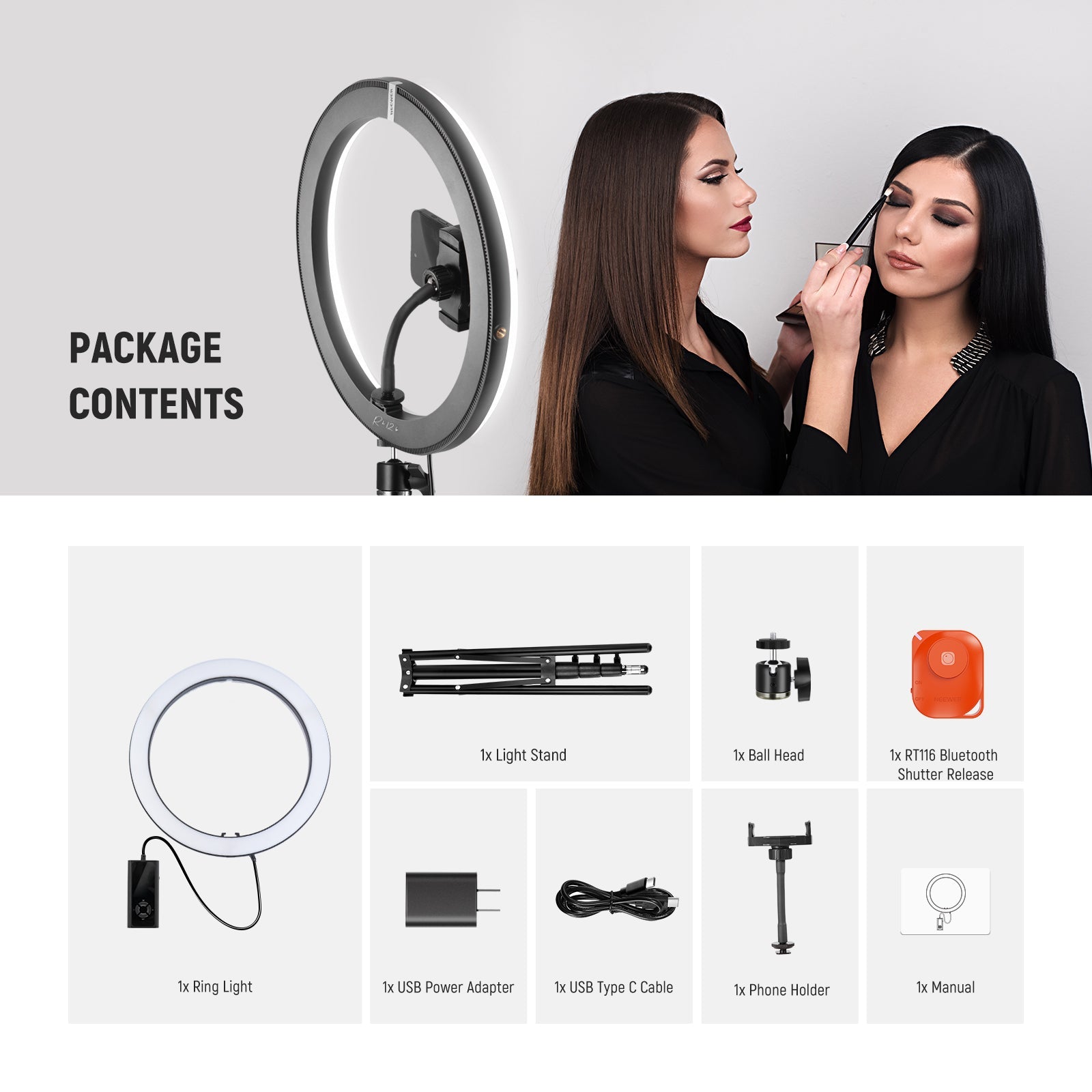 NEEWER RH12B 12" 24W High Power LED Ring Light