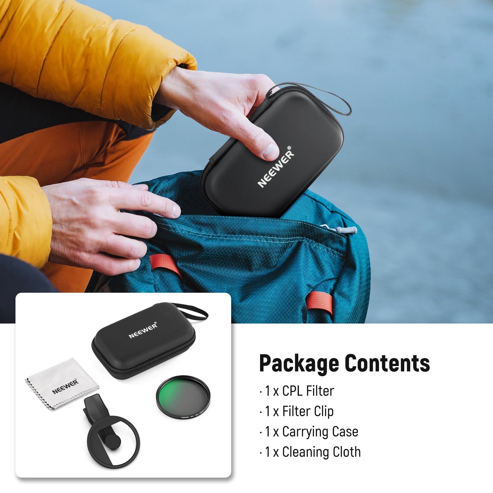 NEEWER FL-B23/FL-B19 67mm Clip On CPL Filter For Smartphone