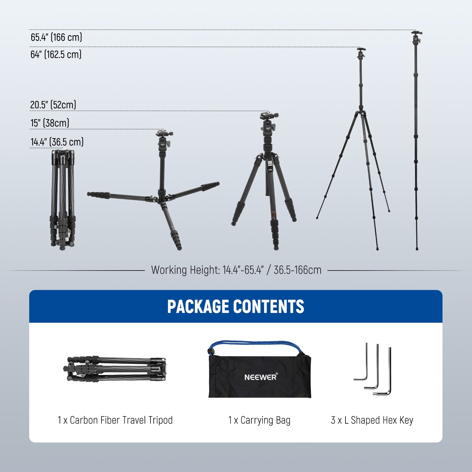 NEEWER TP39 65" Carbon Fiber Camera Tripod