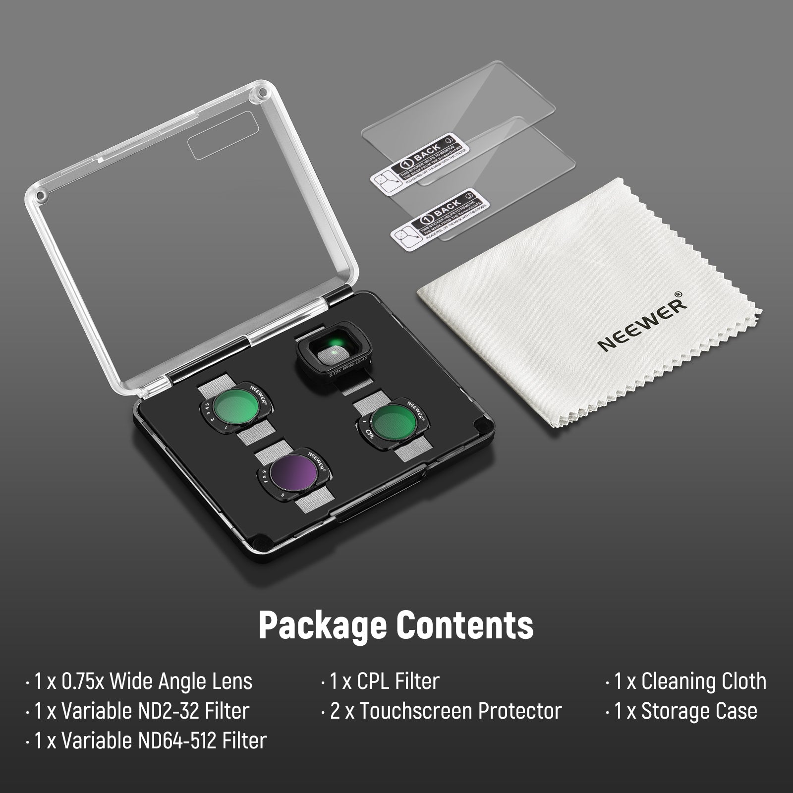 NEEWER FL-B15 Variable ND Filter Set & Lens for Pocket 3 / Pocket 4 & Xtra Muse