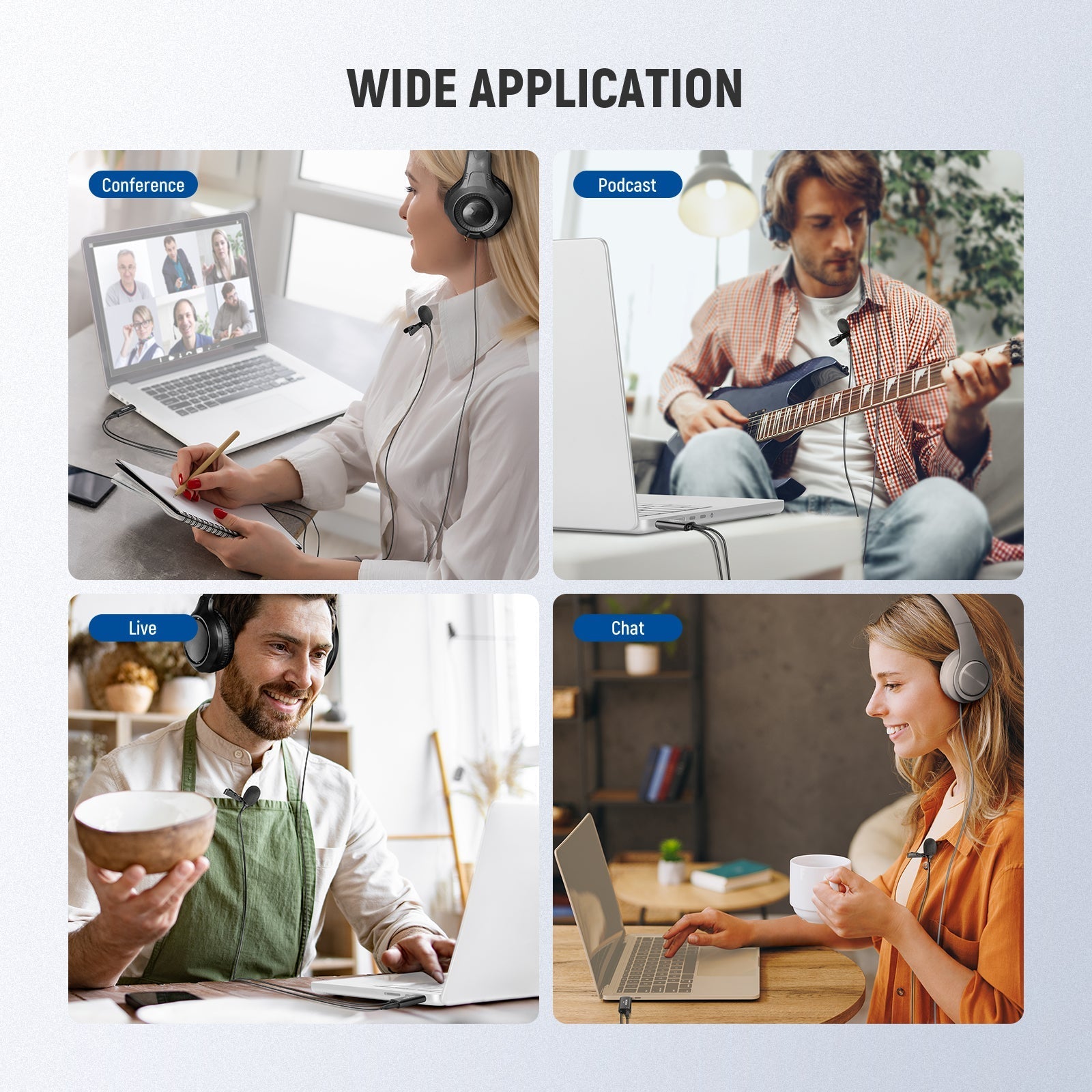 NEEWER LM2 Plug & Play Omnidirectional USB Lapel Microphone with 3.5mm TRS Jack