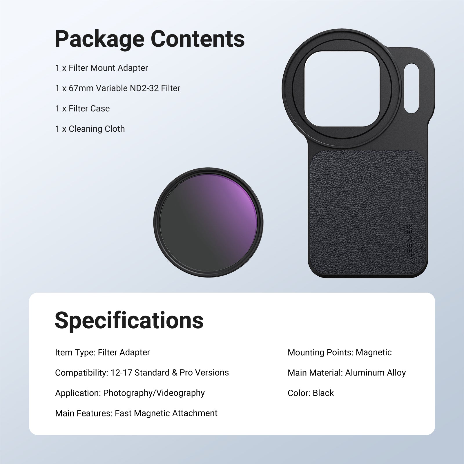 NEEWER 6.3" Magnetic Filter Backplate Kit For iPhone Standard & Pro Versions
