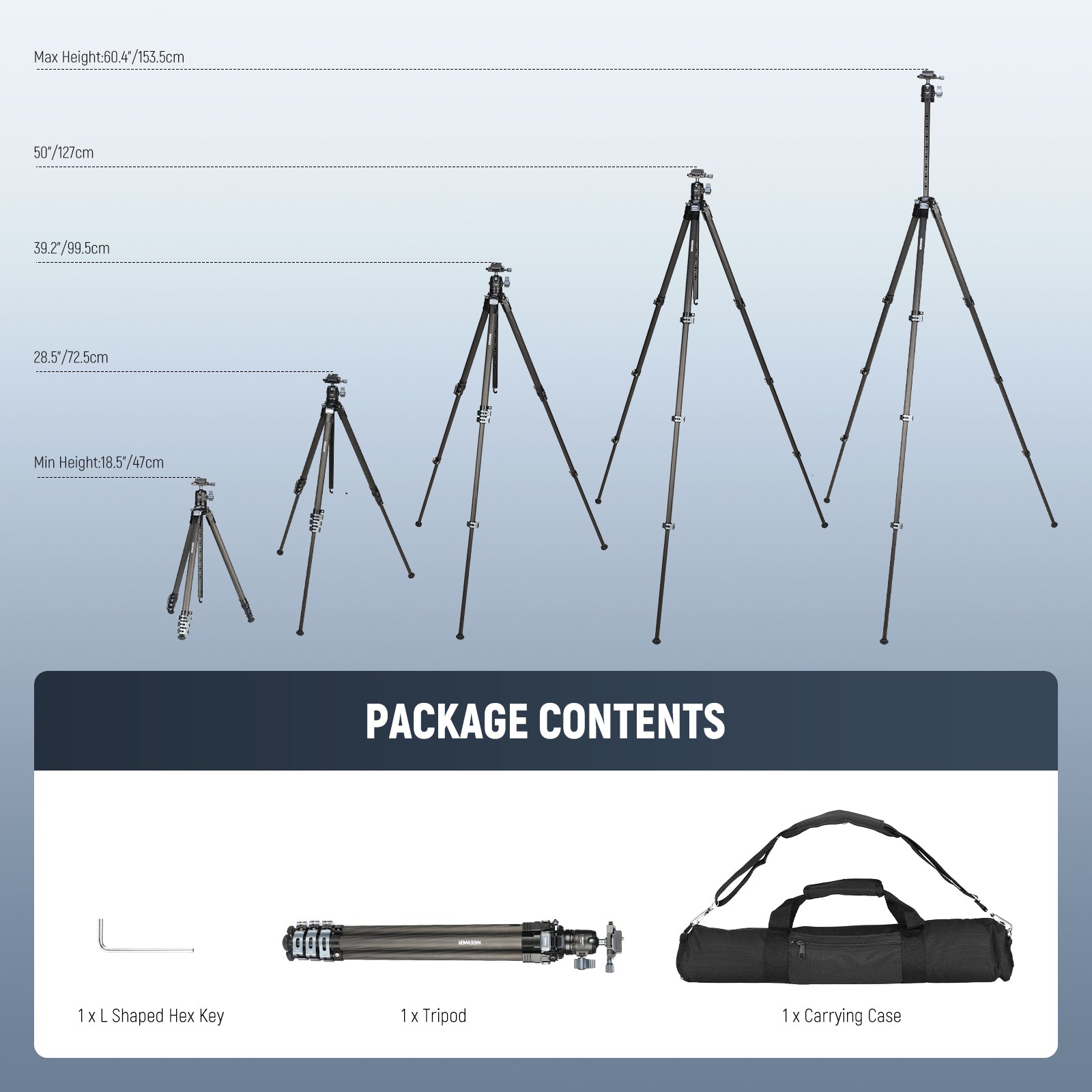 NEEWER LT36/LT37 60.4" Carbon Fiber Travel Tripod