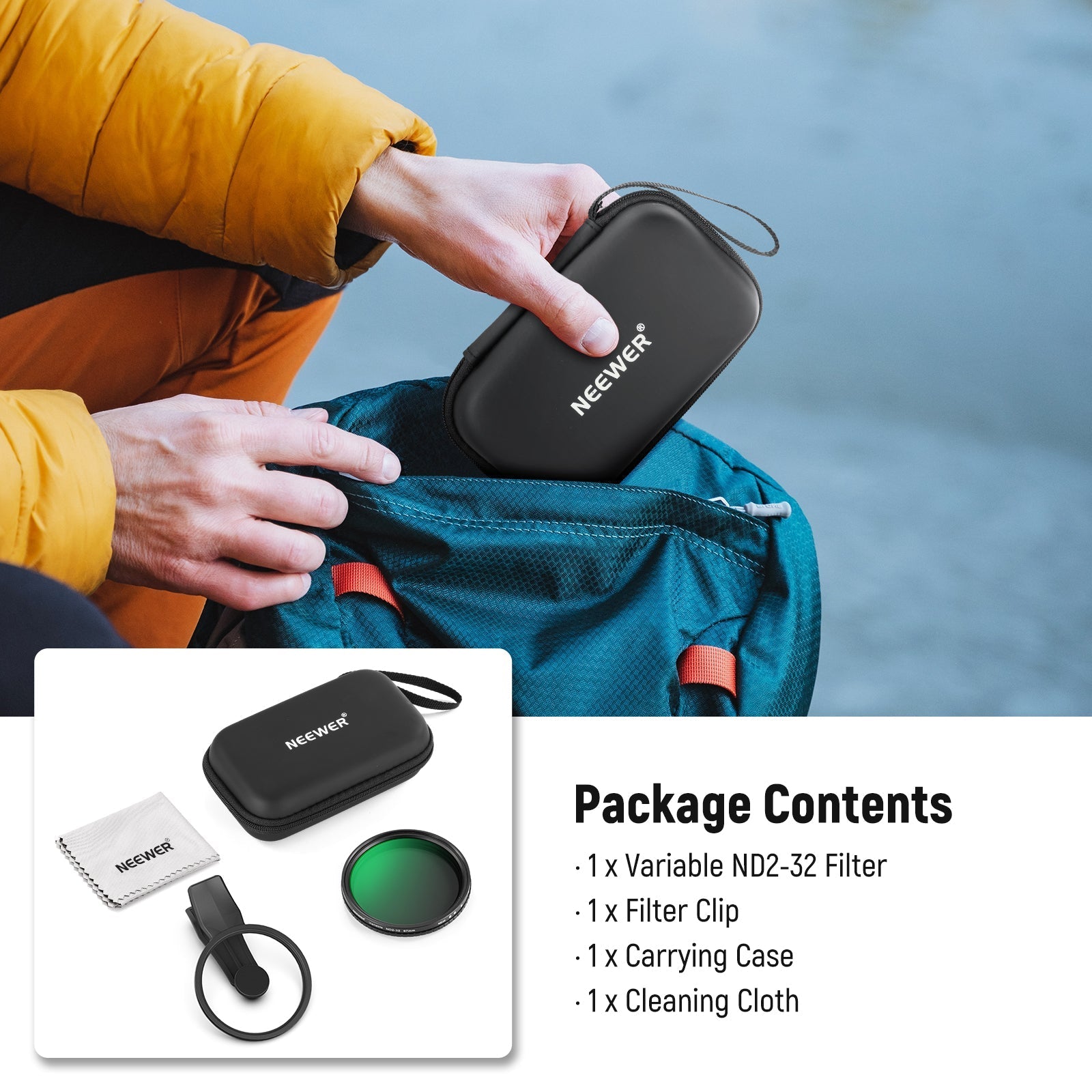 NEEWER FL-B21/FL-B25 67mm Variable ND2-32 Filter with Clip For Smartphone