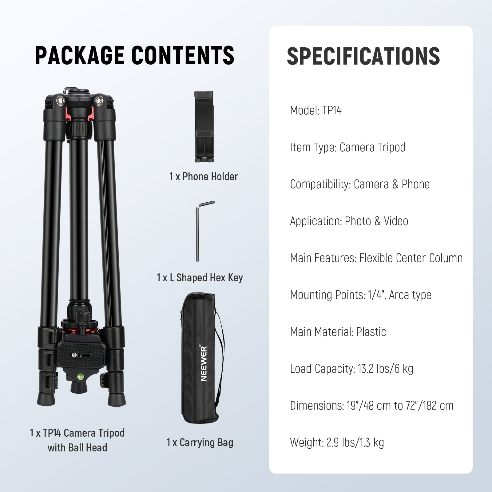 NEEWER BASICS TP14 Travel Tripod