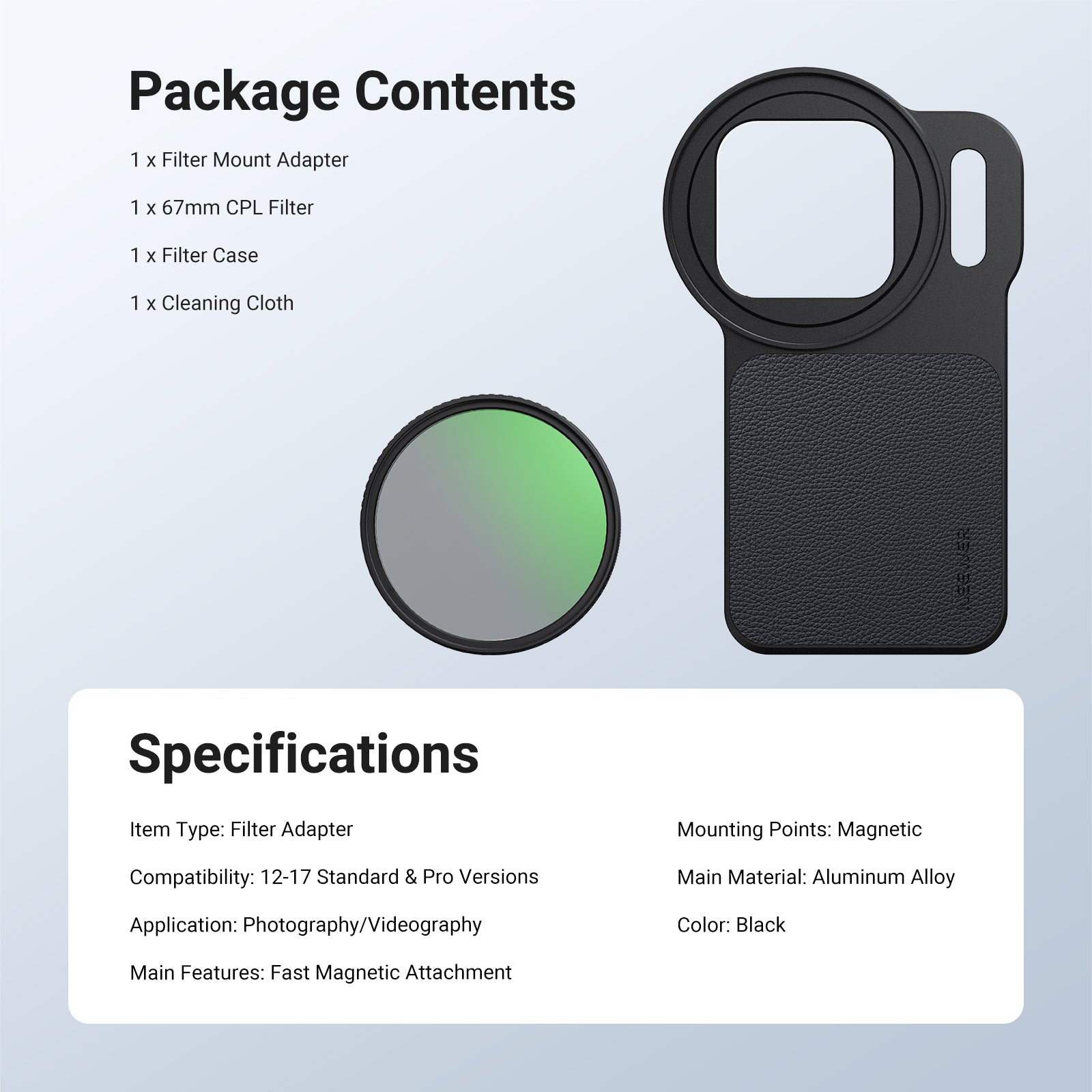 NEEWER 6.3" Magnetic Filter Backplate Kit For iPhone Standard & Pro Versions
