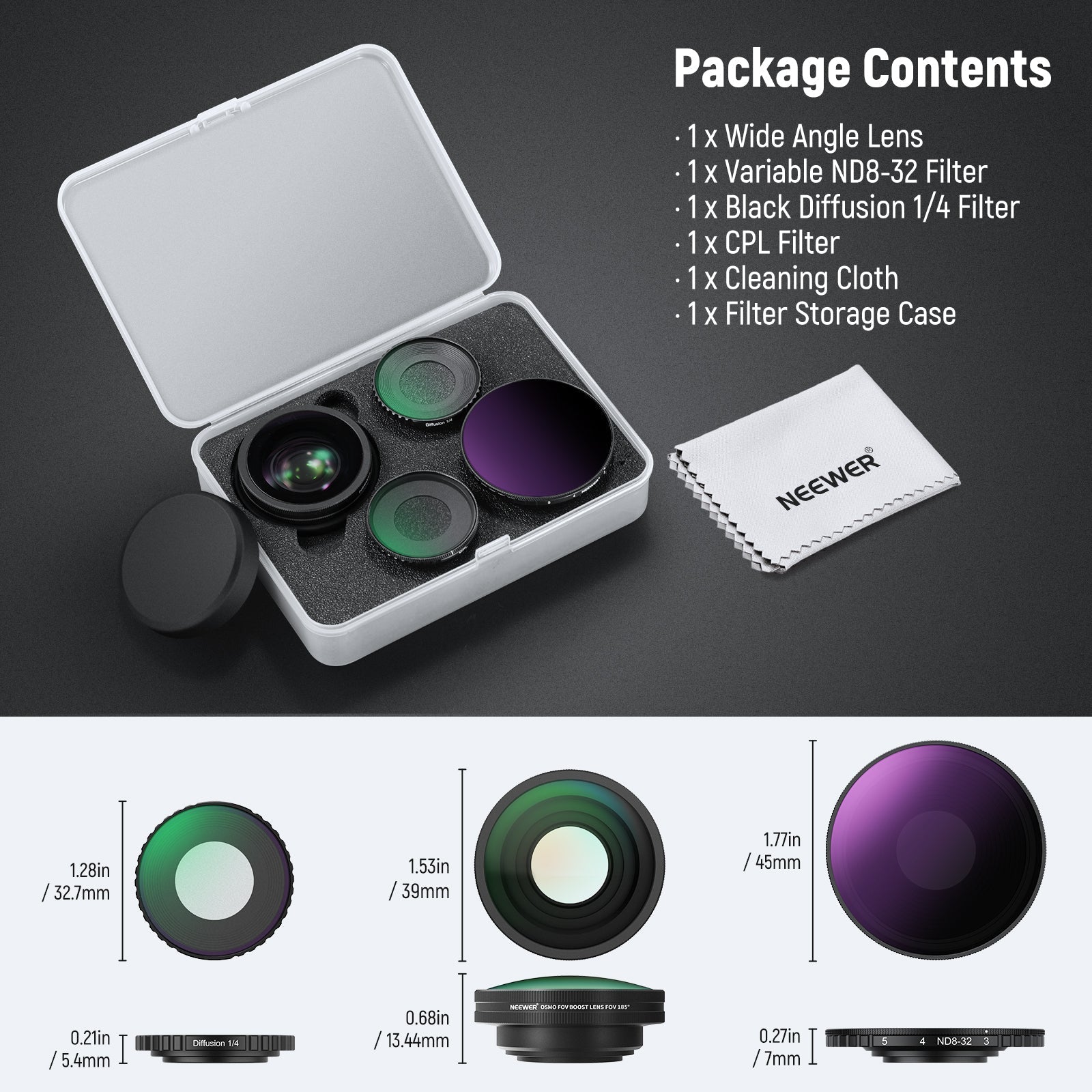 NEEWER Filter Lens Set For DJI Osmo Action 5 Pro/4