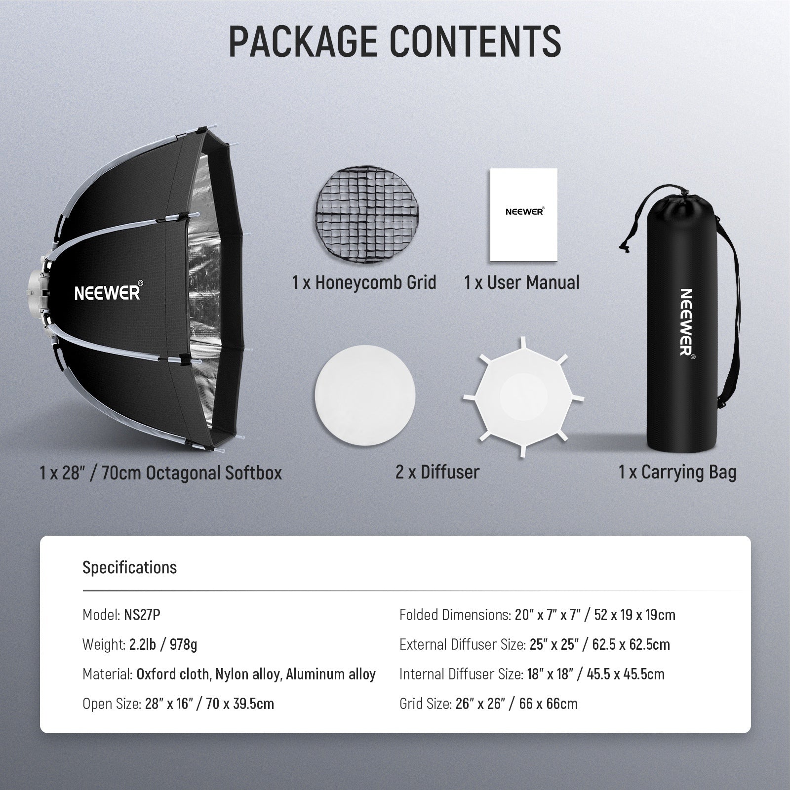 NEEWER NS21P/NS22P/NS27P/NS35P Octagonal Softbox