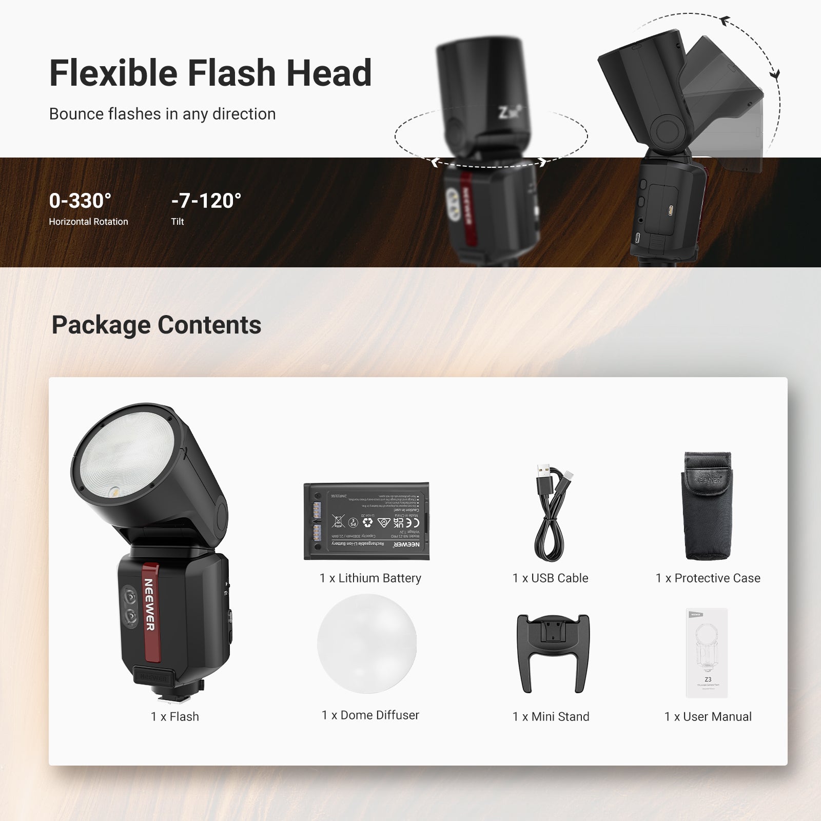 NEEWER Z3R 100Ws 2.4G TTL Round Head Flash Speedlite