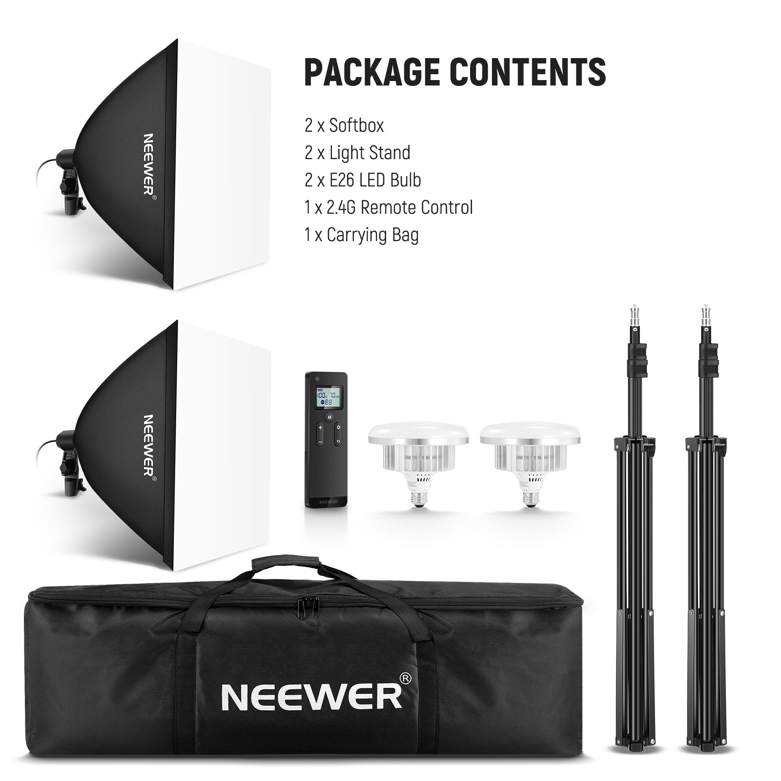 NEEWER 24"X24"/60x60cm Softbox Lighting Kit