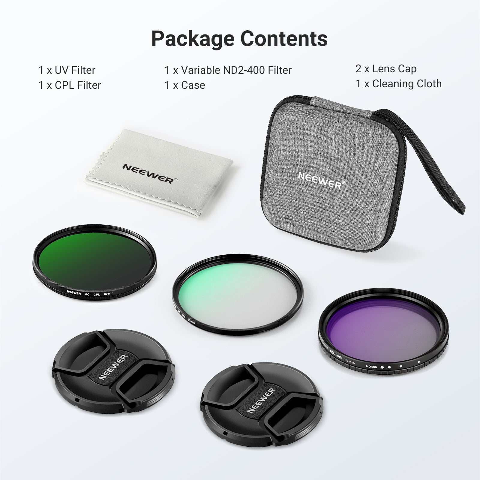 NEEWER 3 Pack Variable ND + CPL + UV Filter Kit