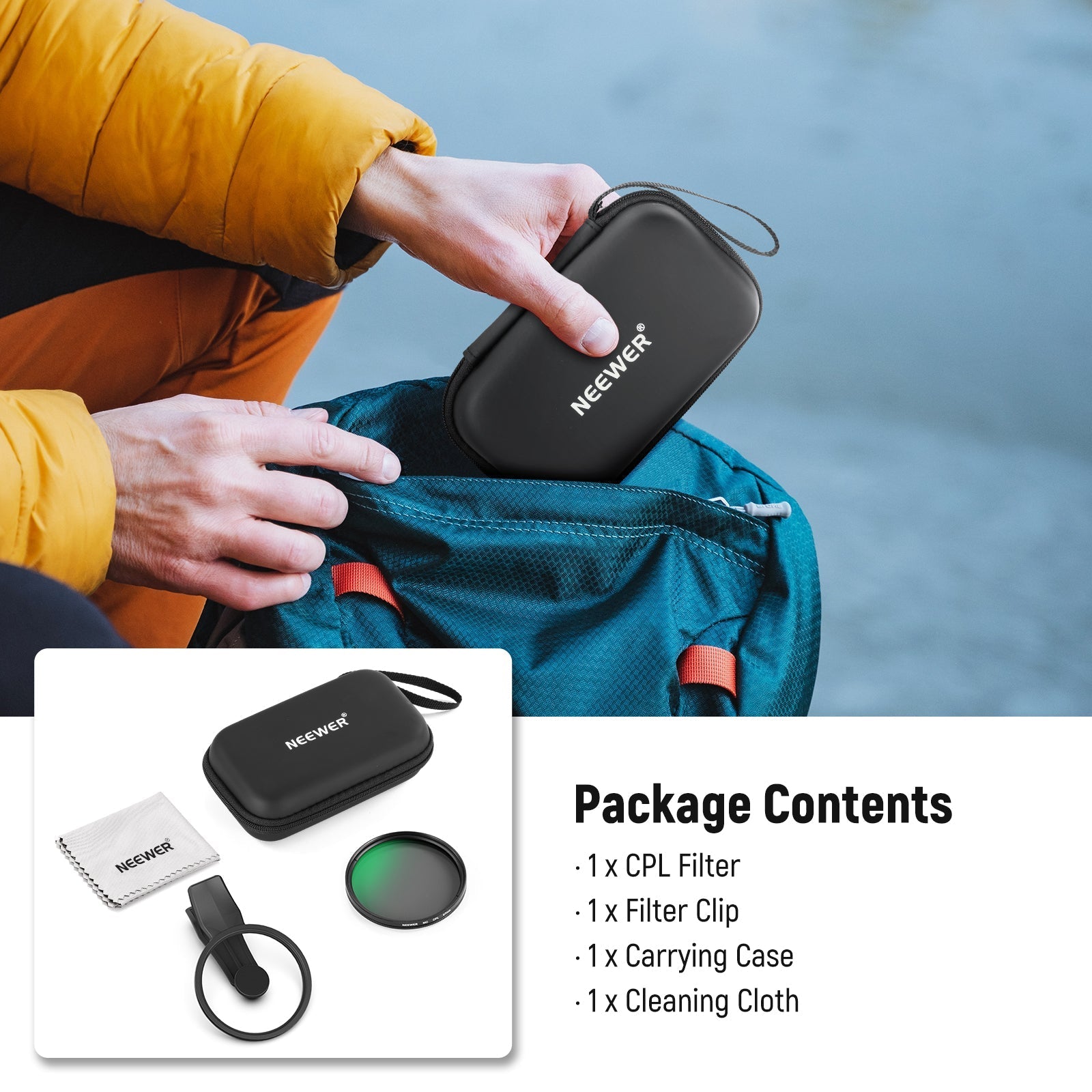NEEWER FL-B23/FL-B19 67mm Clip On CPL Filter For Smartphone