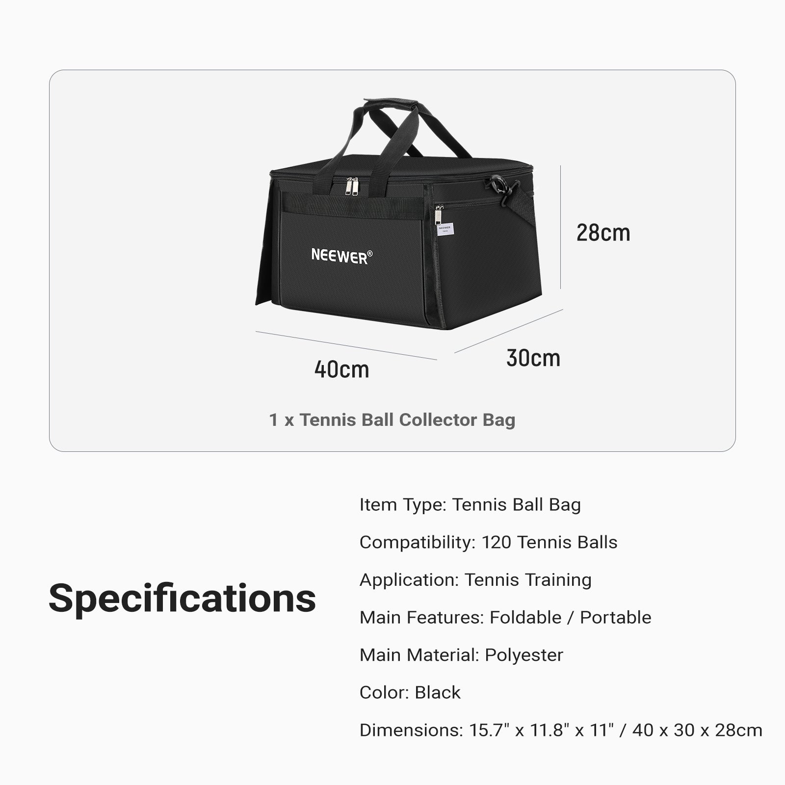 NEEWER TB03B Tennis Ball Collector Carry Bag
