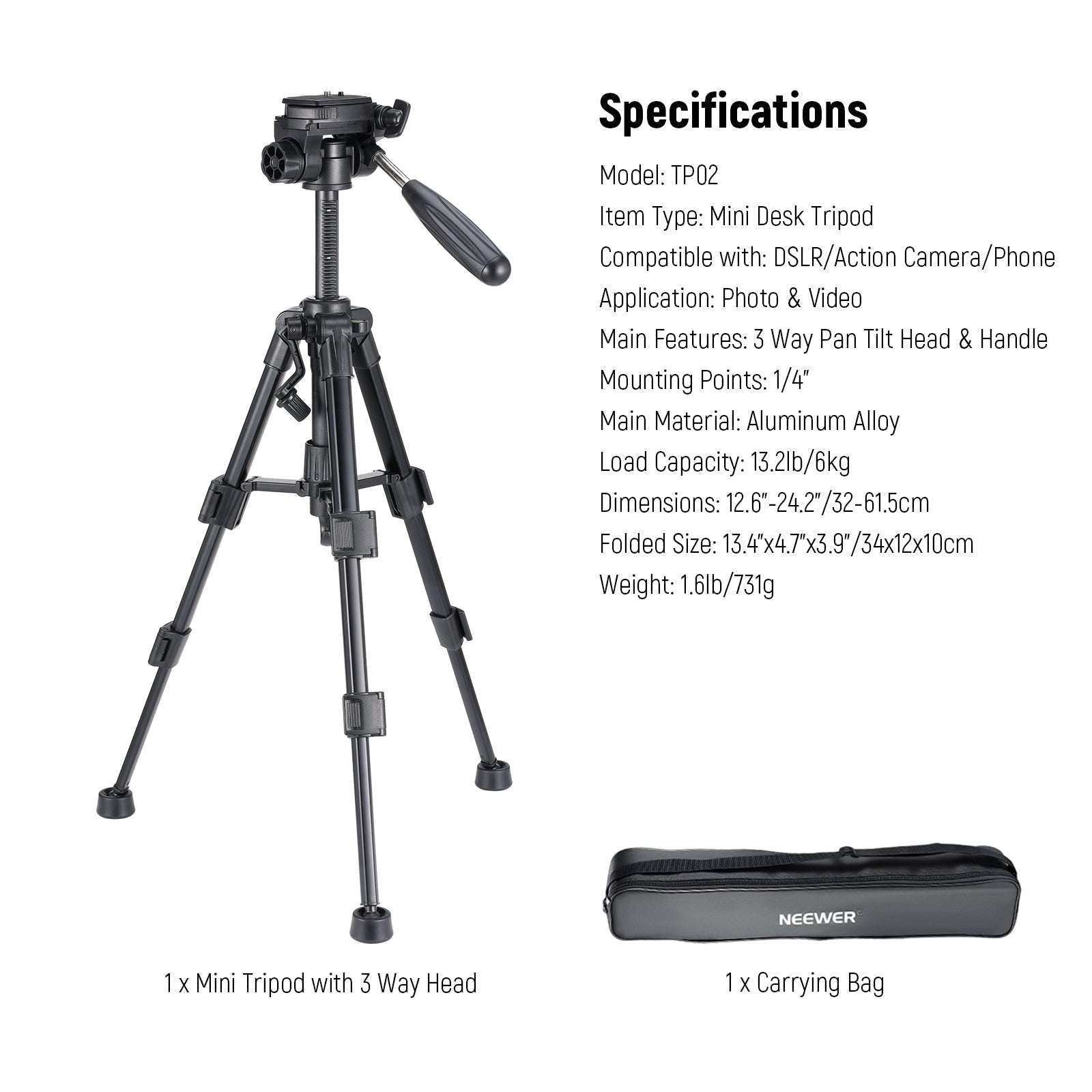 NEEWER BASICS TP02 Desktop Mini Tripod