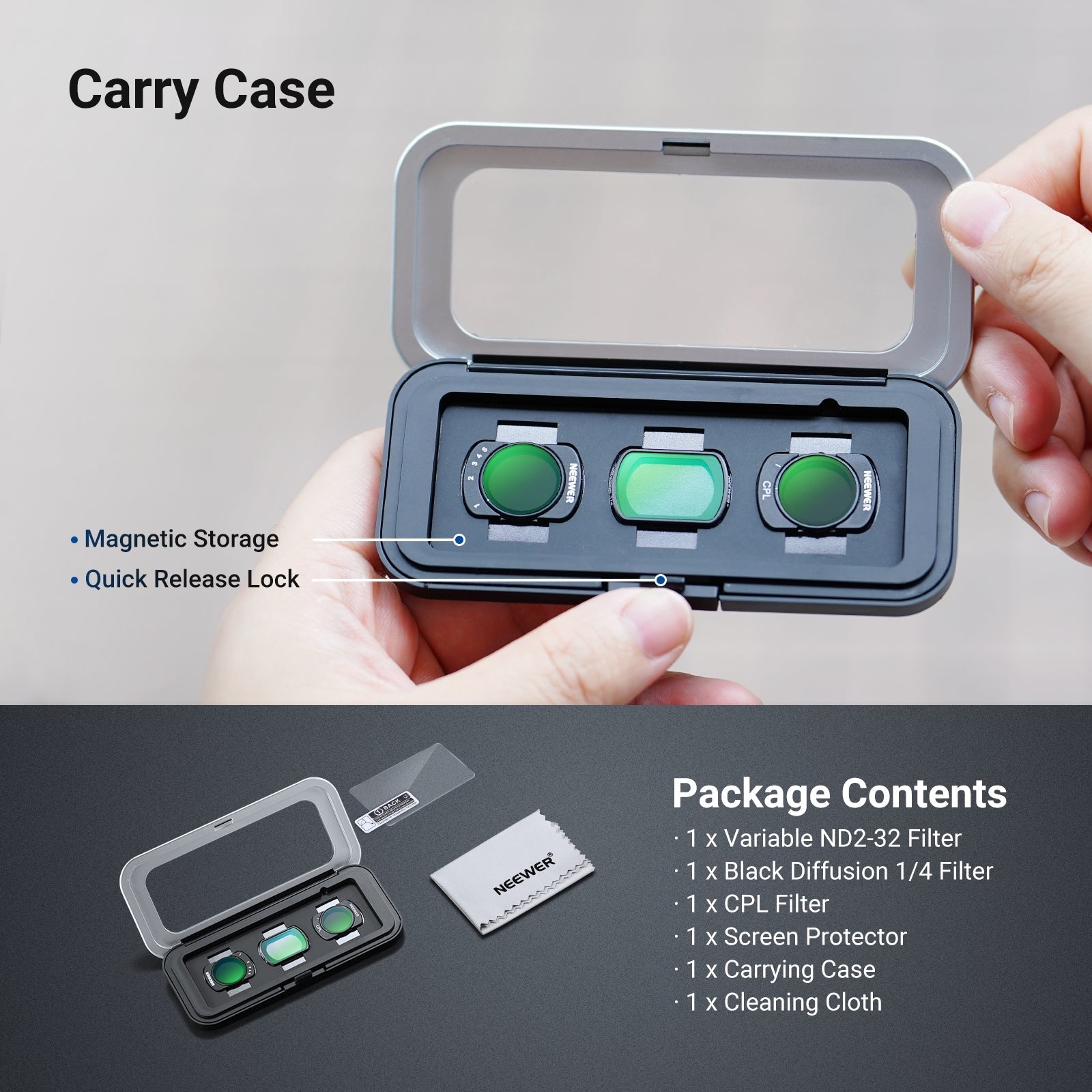 NEEWER Variable ND Filter Compatible with DJI Osmo Pocket 3 / Pocket 4 & Xtra Muse