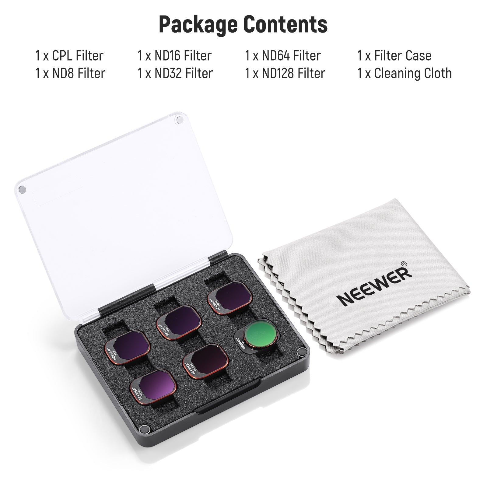 NEEWER FL-A34 6-Pack Snap-On ND & CPL Filter Set for DJI Mini 4 Pro