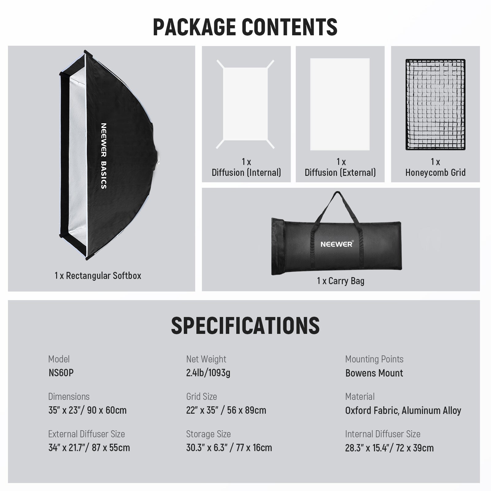 NEEWER BASICS NS60P/NS61P Strip Softbox