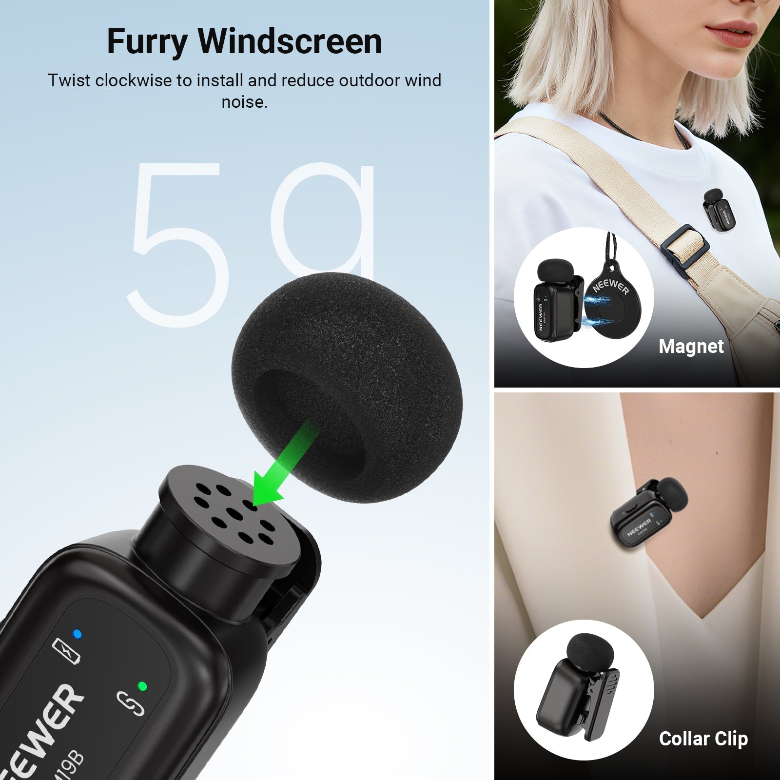 NEEWER KM19 Mini Wireless Lavalier Microphone