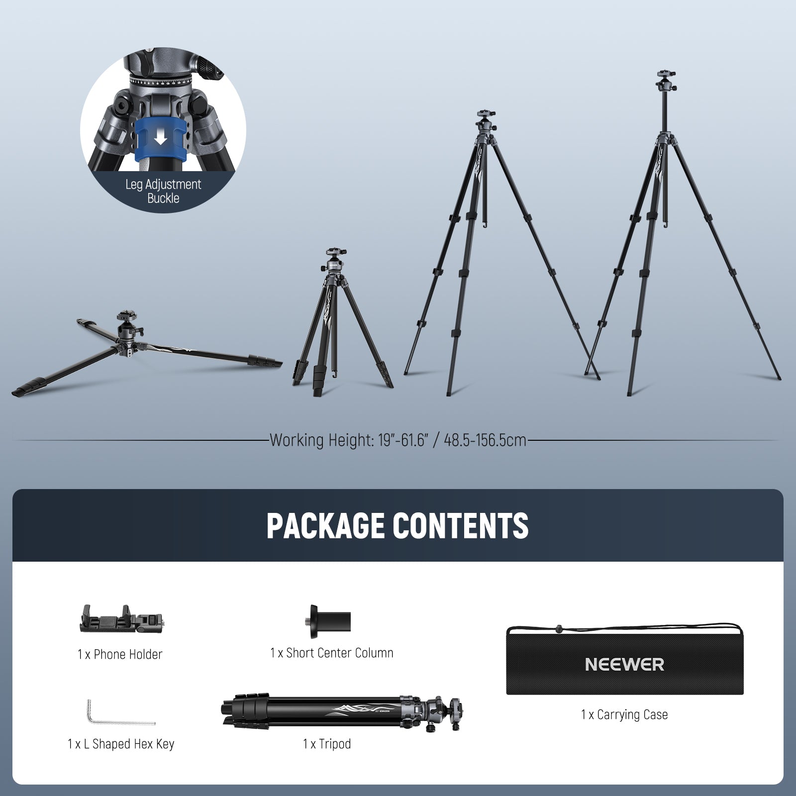 NEEWER LT07 61" Aluminum Travel Tripod