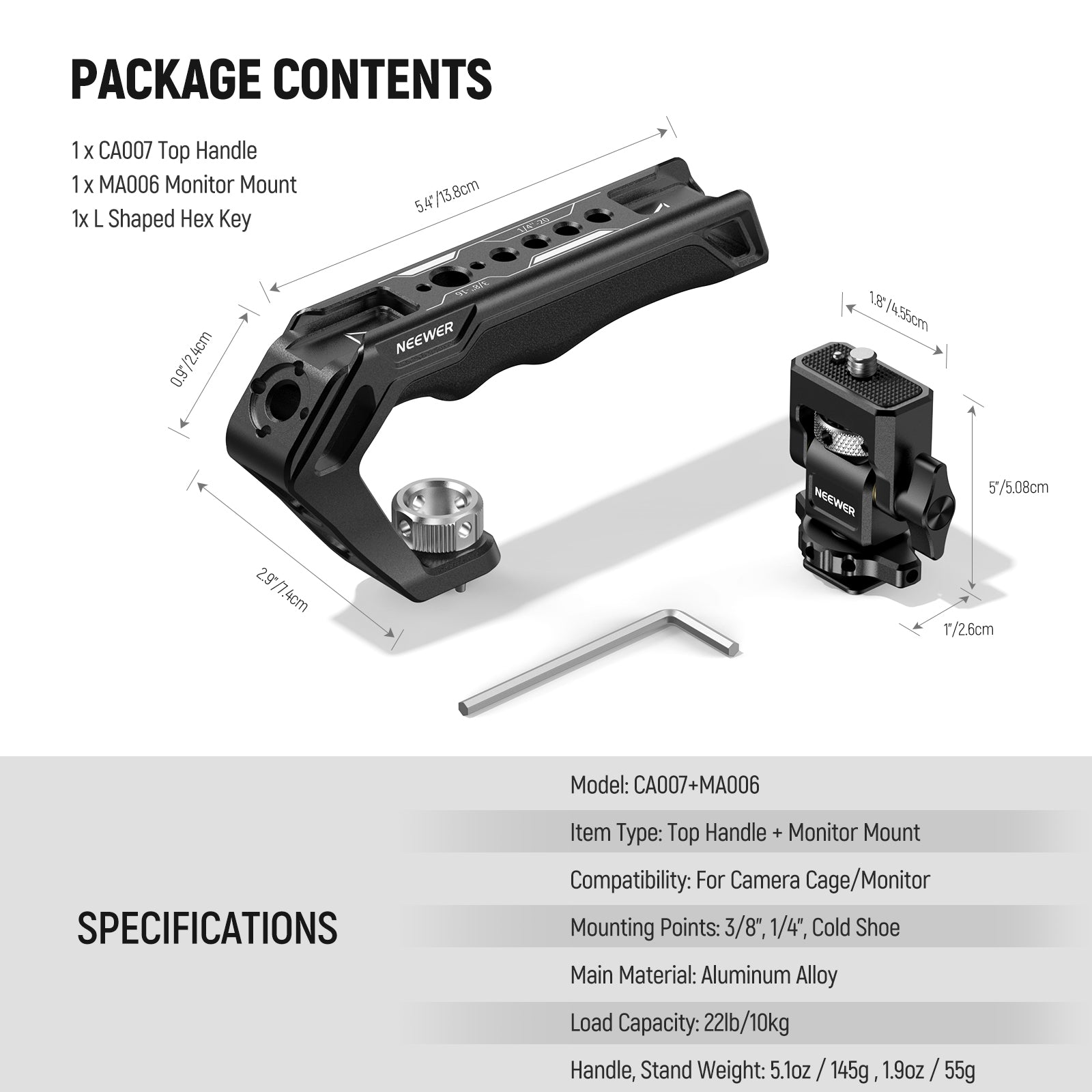 NEEWER CA007 Top Handle + MA006 Monitor Mount Set