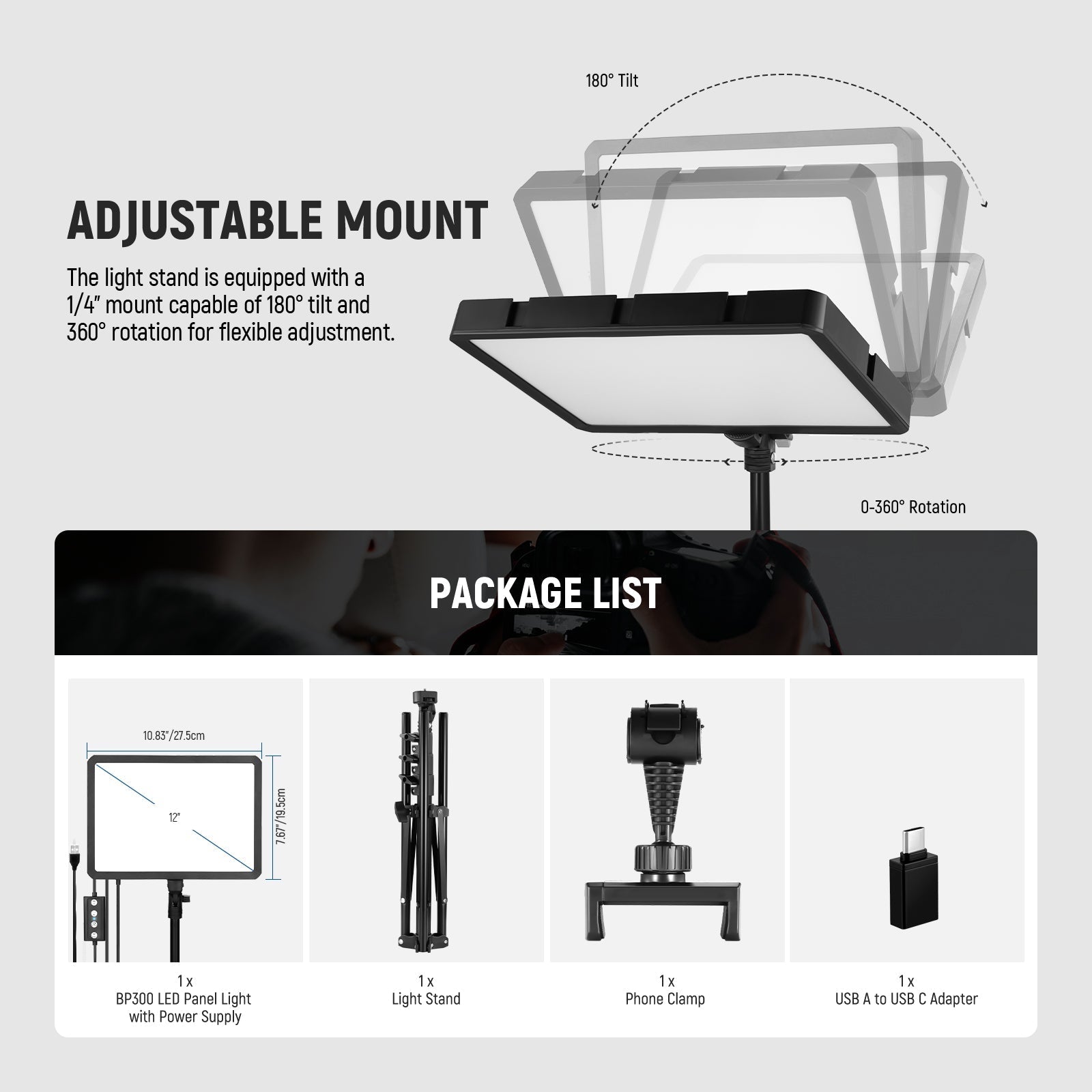 NEEWER BASICS BP300 Bi-Color LED Video Light Kit