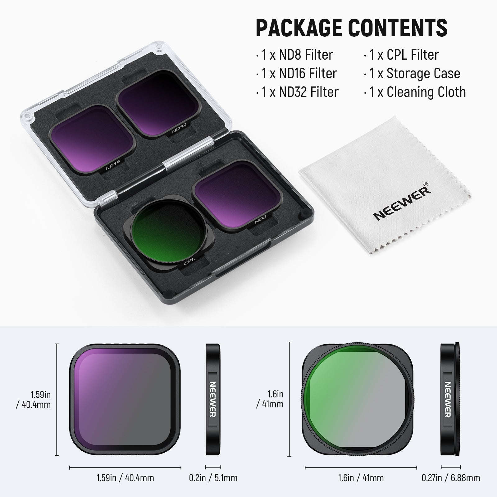 NEEWER FL-C29/FL-C30/FL-C31 4 Pack Filter Set For Insta360 Ace Pro/Ace Pro 2