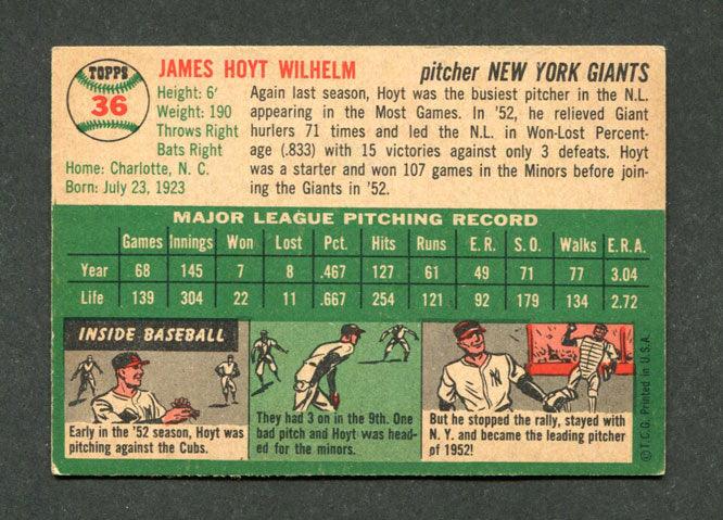 1954 Topps #36 Hoyt Wilhelm New York Giants Baseball Card (EX+)