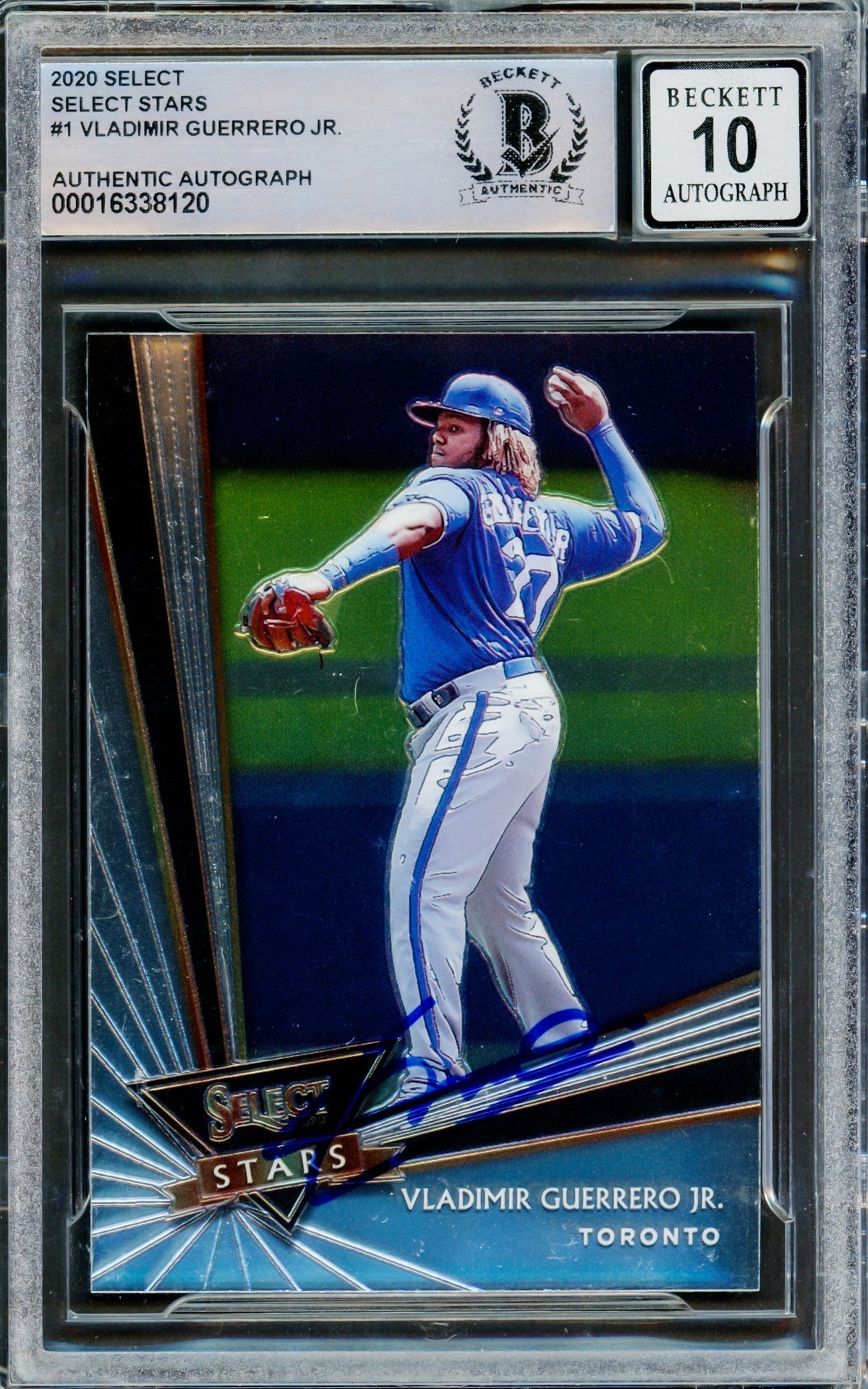 Vladimir Guerrero Jr. Autographed 2020 Select Stars Card #SLS-1 Toronto Blue Jays Auto Grade Gem Mint 10 Beckett BAS #16338120