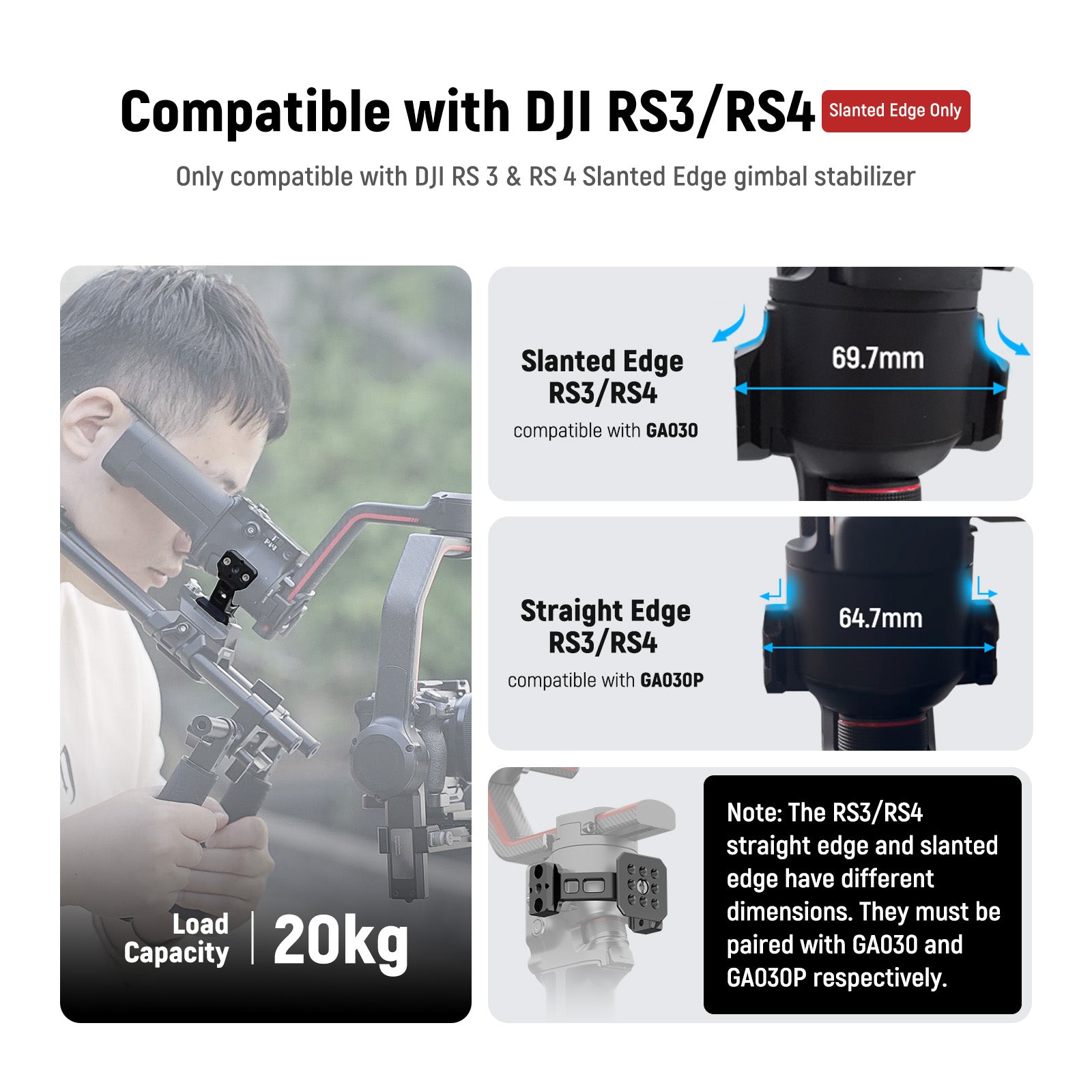 NEEWER GA030/GA030P Arca Type NATO Mount Adapter For DJI RS3/Pro RS4/Pro