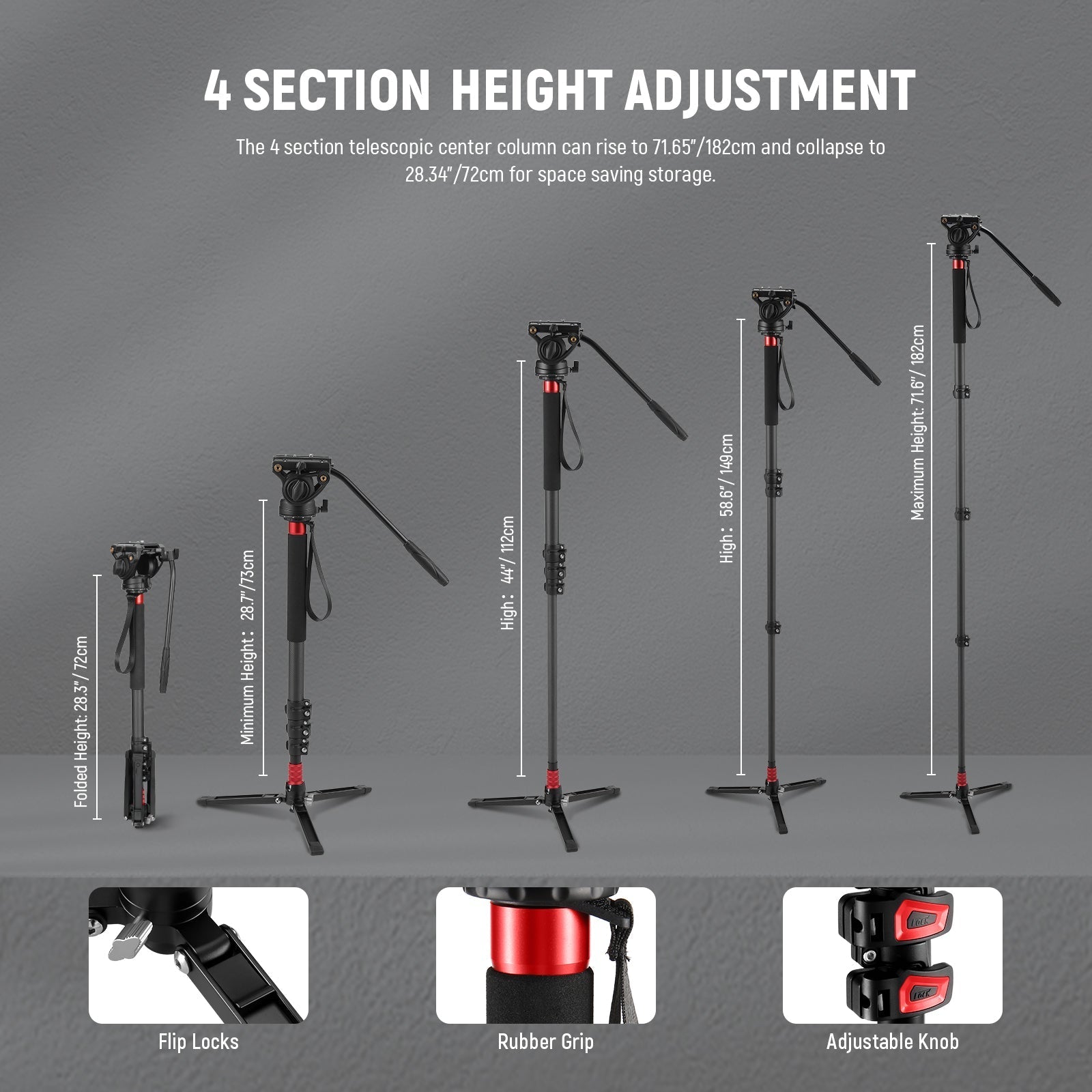 NEEWER TP71 67.7" Pro Carbon Fiber Camera Monopod