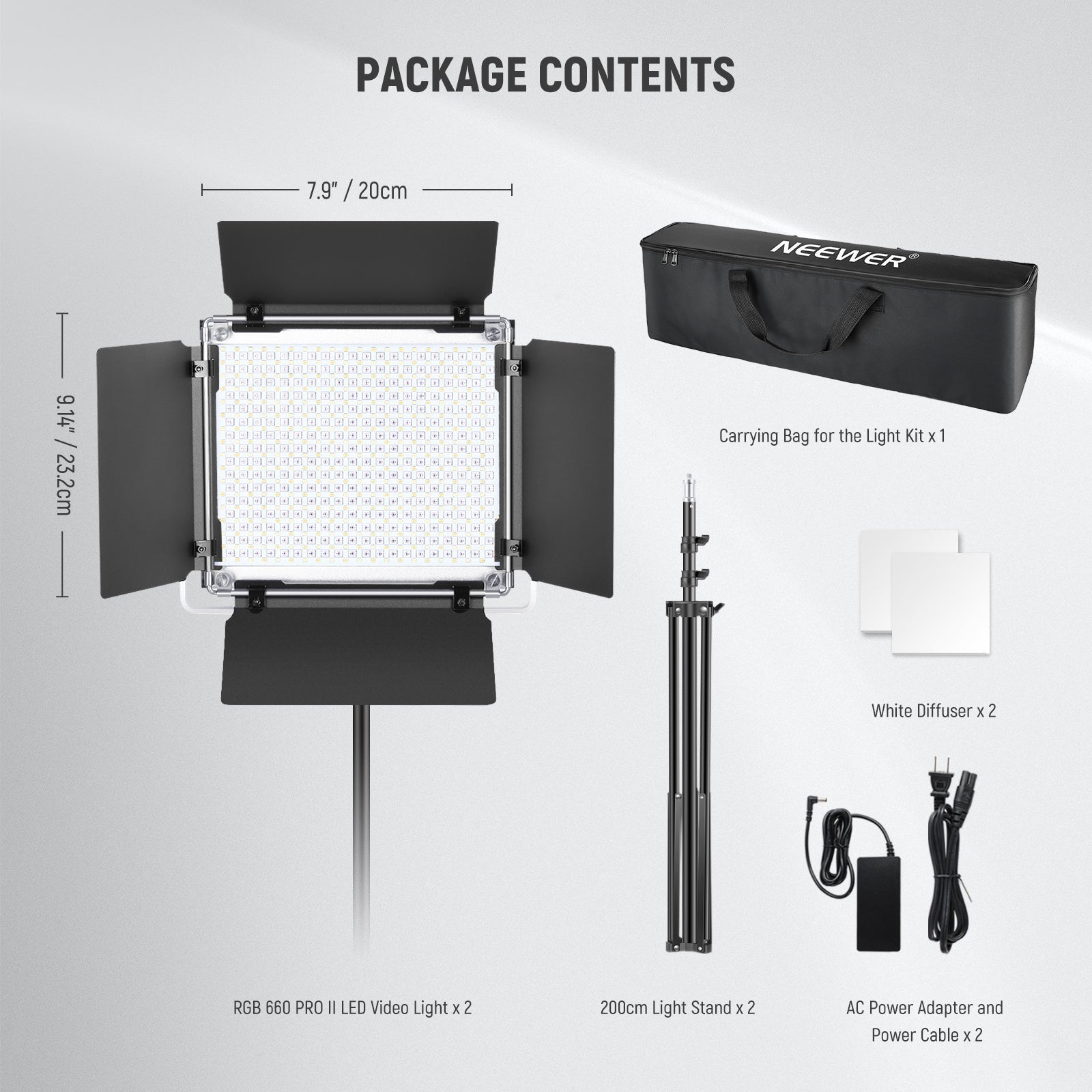 NEEWER 2 Pack Upgraded RGB660 PRO II LED Video Light