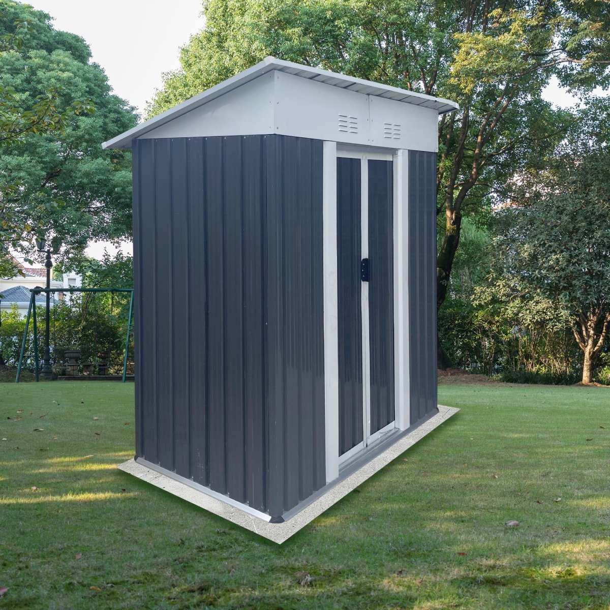5x3FT Vertical Outdoor Storage Shed | Corrosion Resistant Metal Tool Shed