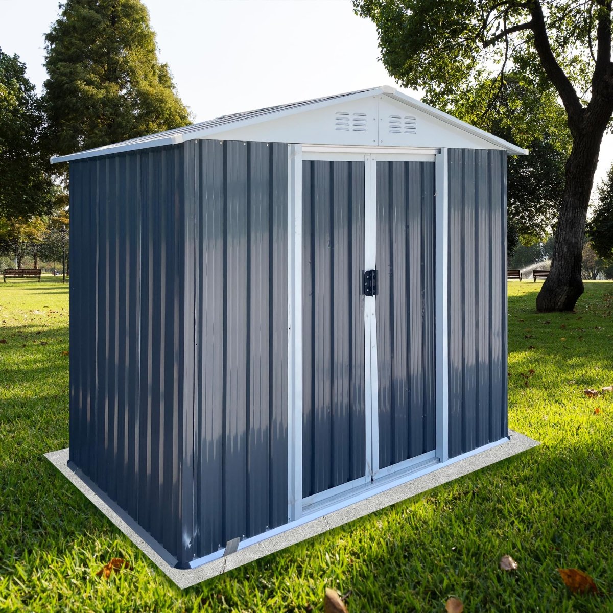 6x4FT Outdoor Metal Storage Shed | Aluminum Alloy Garden Shed