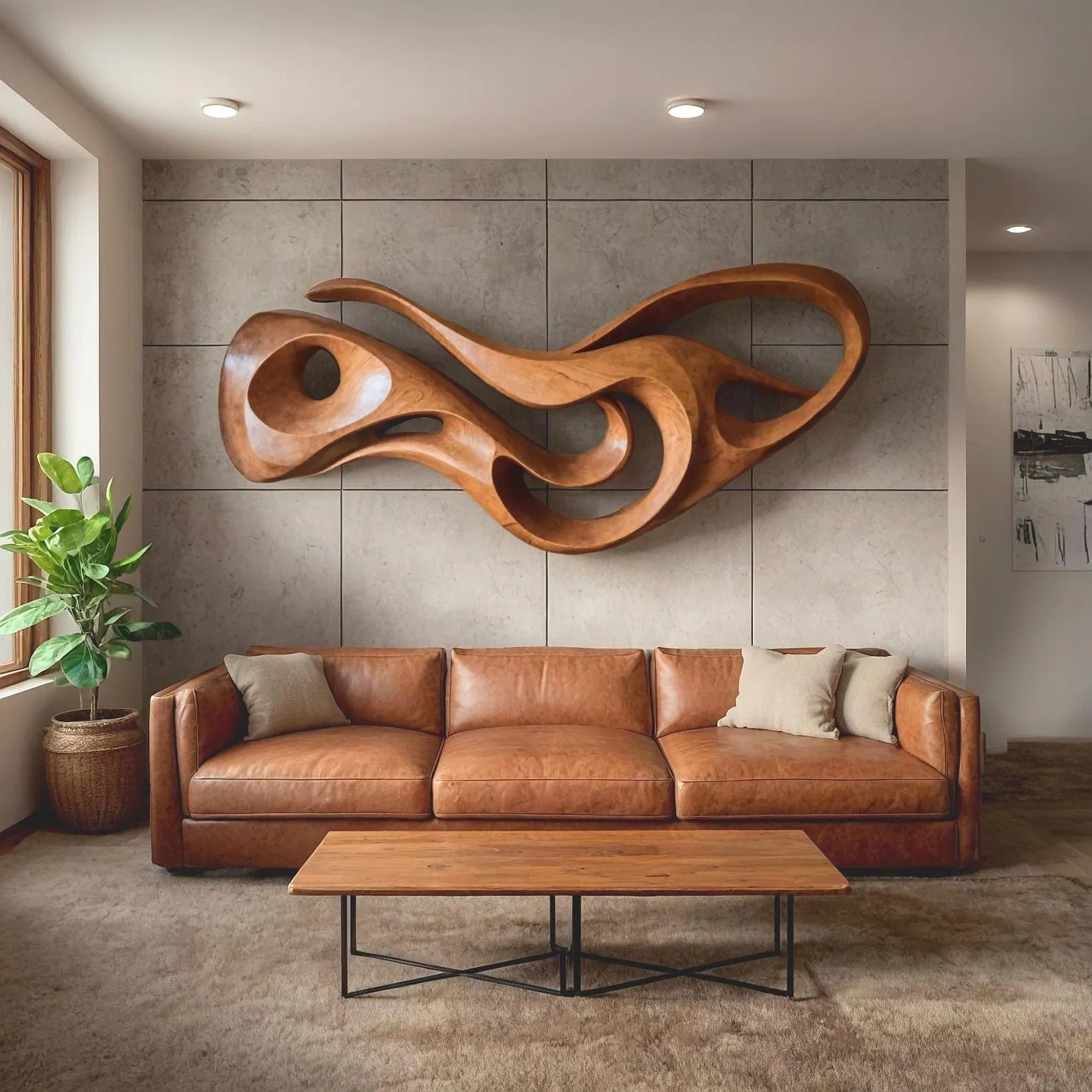 Modern Abstract Wood Wall Art For Living Room Decor