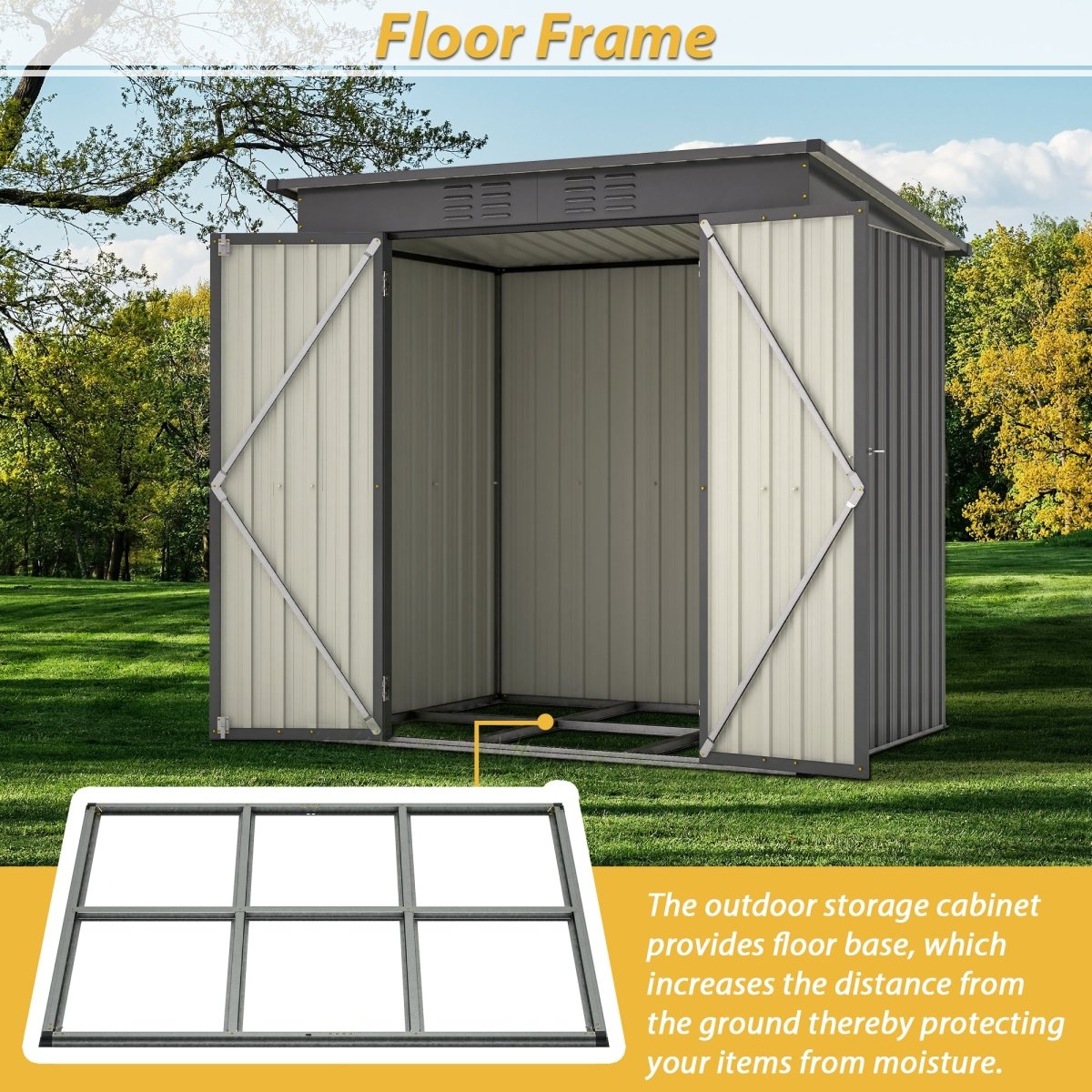 6 x 4 ft Outdoor Metal Storage Shed – All-Weather Tool Shed for Garden, Backyard & Lawn