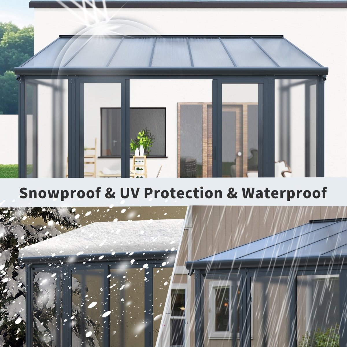 10x14 Enclosed Patio Cover with Lockable Doors & Polycarbonate Roof