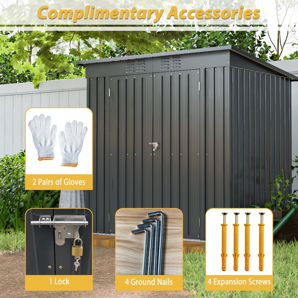 6 x 4 ft Outdoor Metal Storage Shed – All-Weather Tool Shed for Garden, Backyard & Lawn