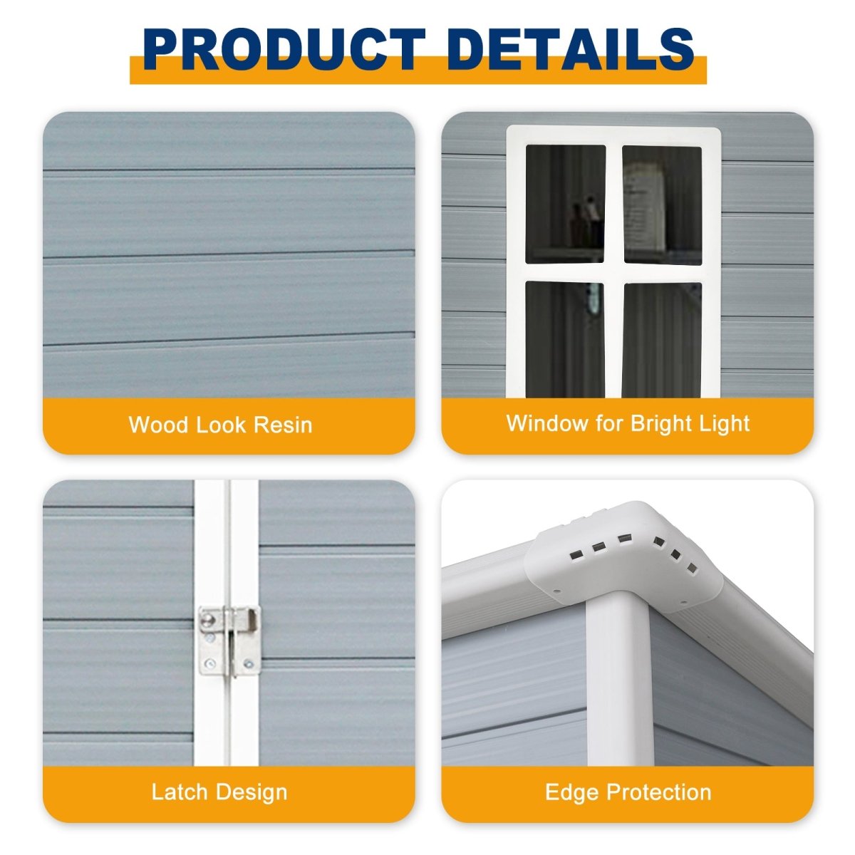 5ft x 3ft Resin Outdoor Storage Shed – Plastic Garden Shed with Floor & Lockable Door, Grey