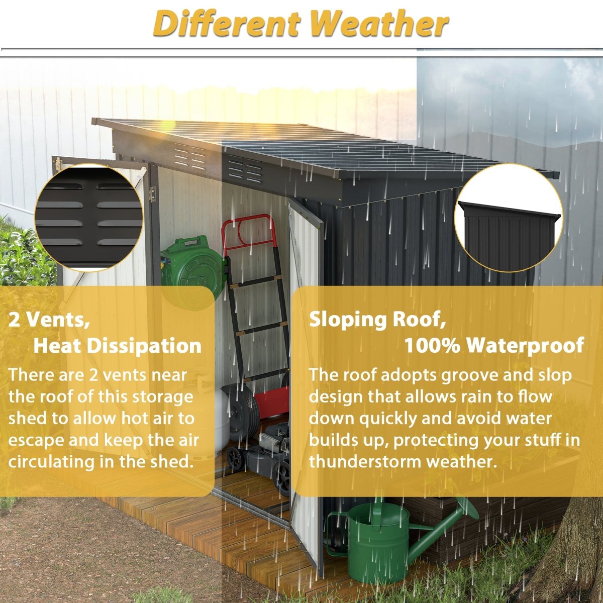 6 x 4 ft Outdoor Metal Storage Shed – All-Weather Tool Shed for Garden, Backyard & Lawn