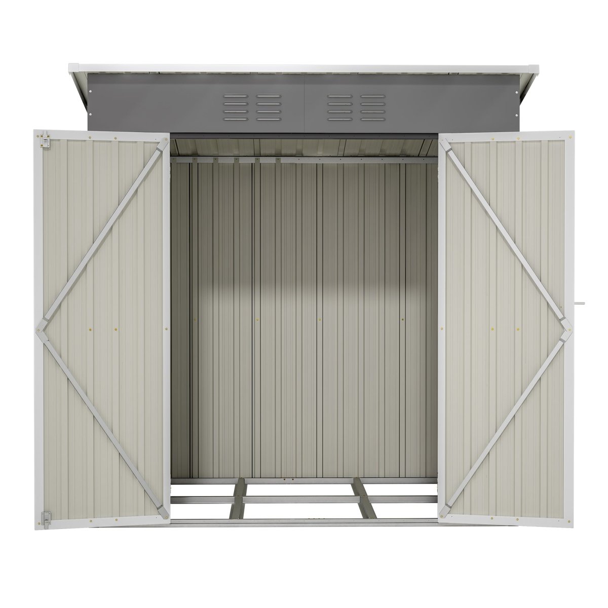 6'x4' Outdoor Metal Storage Shed for Garden Tools Lockable Door With Floor Frame