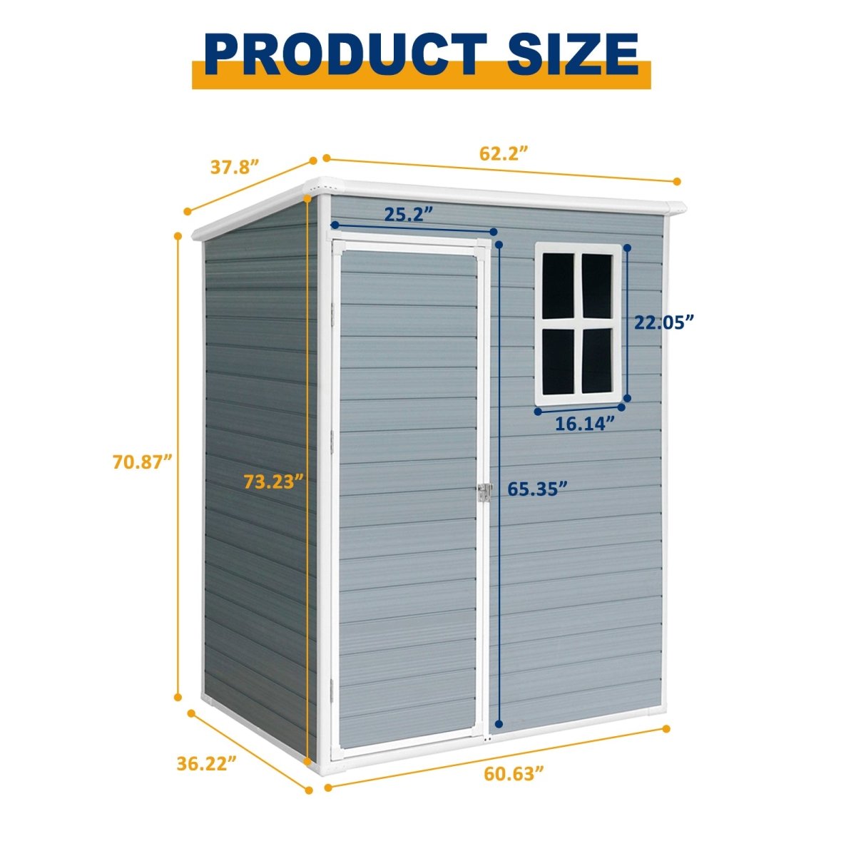 5ft x 3ft Resin Outdoor Storage Shed – Plastic Garden Shed with Floor & Lockable Door, Grey