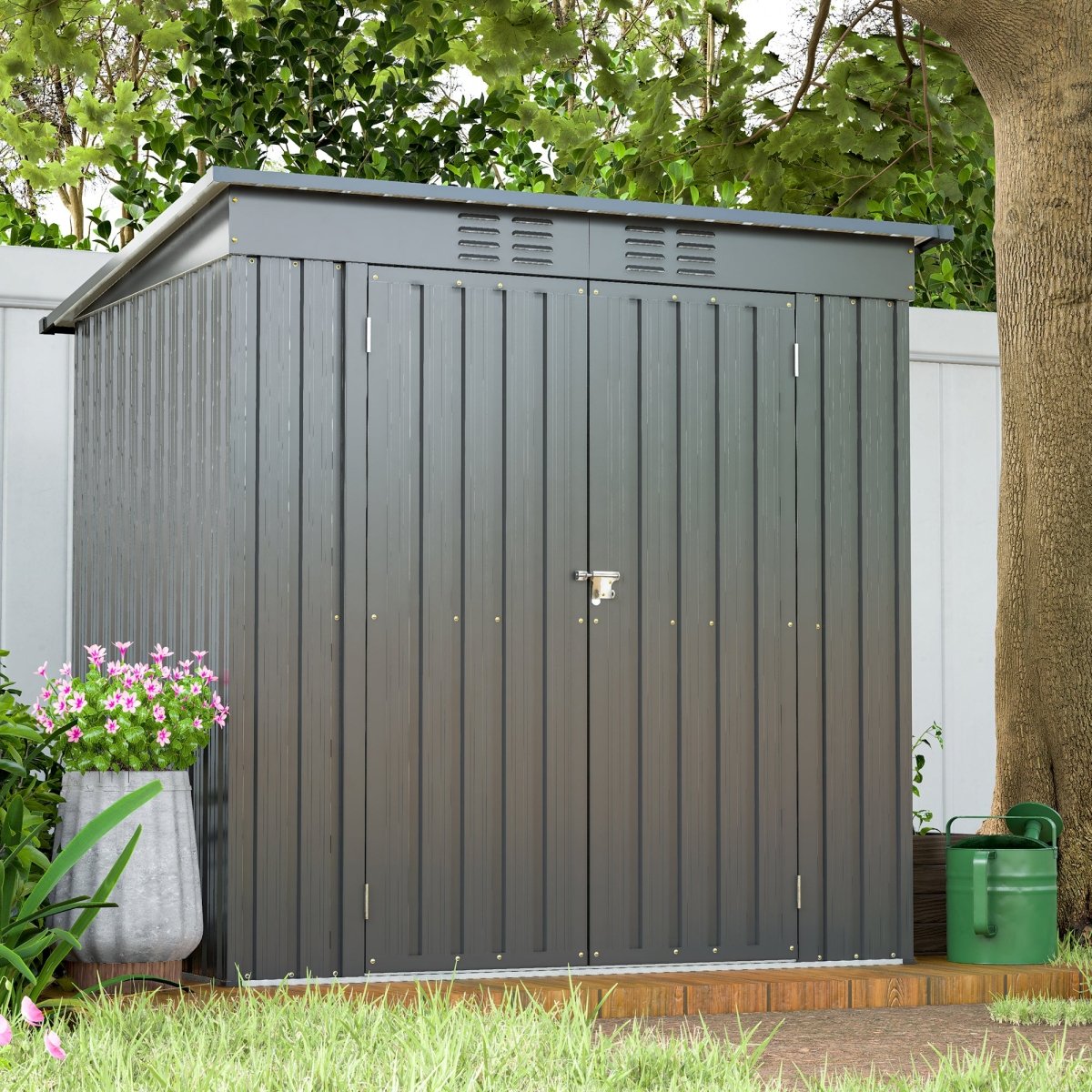 6 x 4 ft Outdoor Metal Storage Shed – All-Weather Tool Shed for Garden, Backyard & Lawn